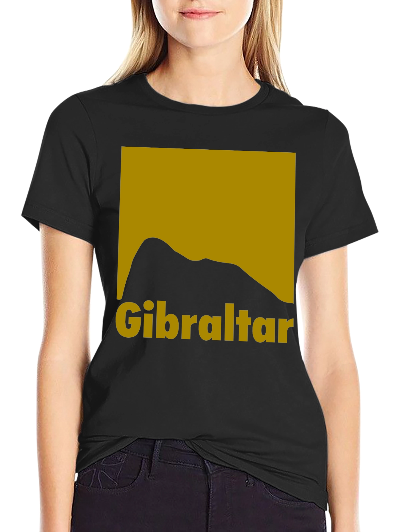 Gibraltar Rock Silhouette Graphic Tee - Black Cotton