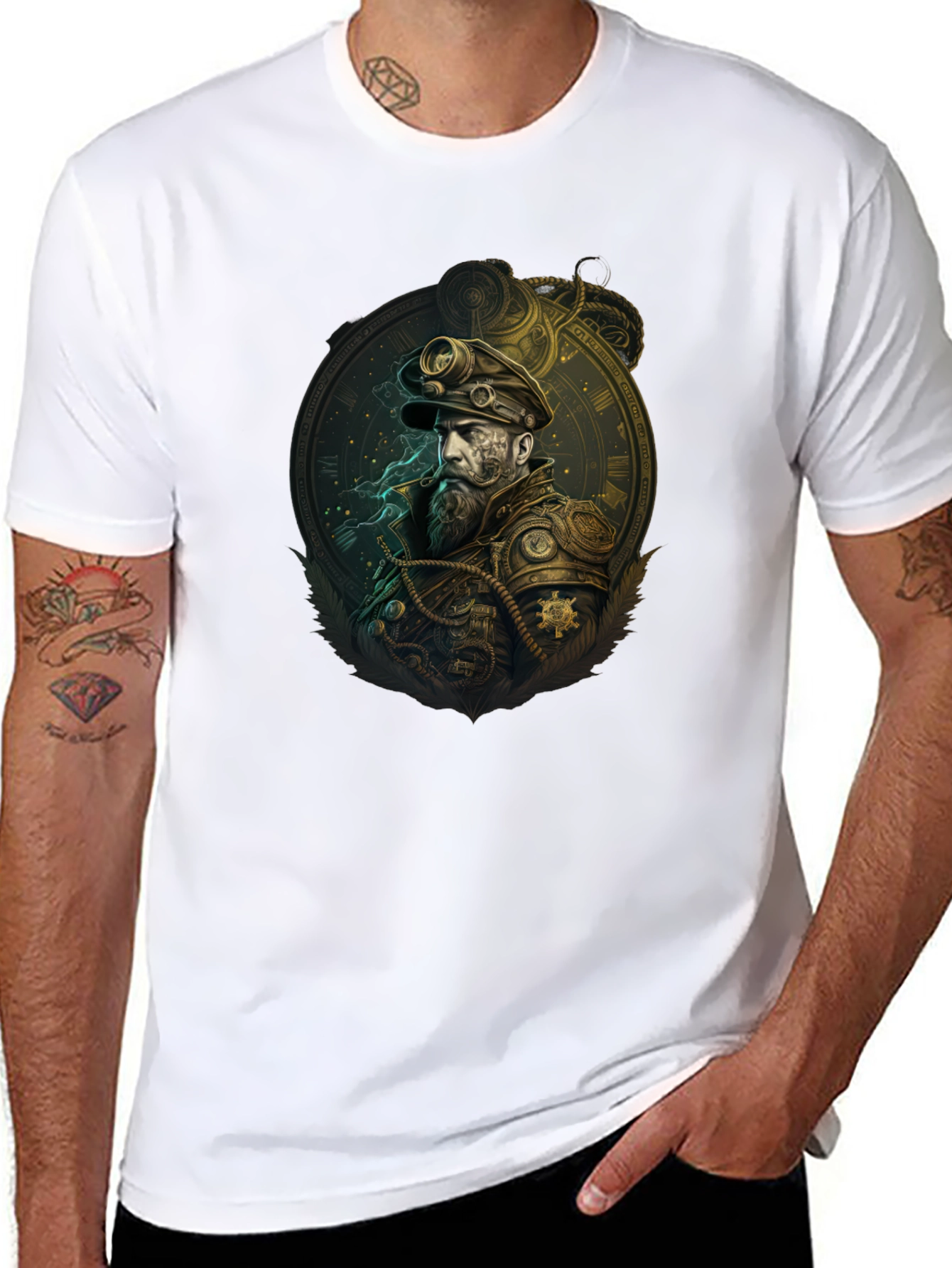 Steampunk Captain Graphic Tee - Unique Design