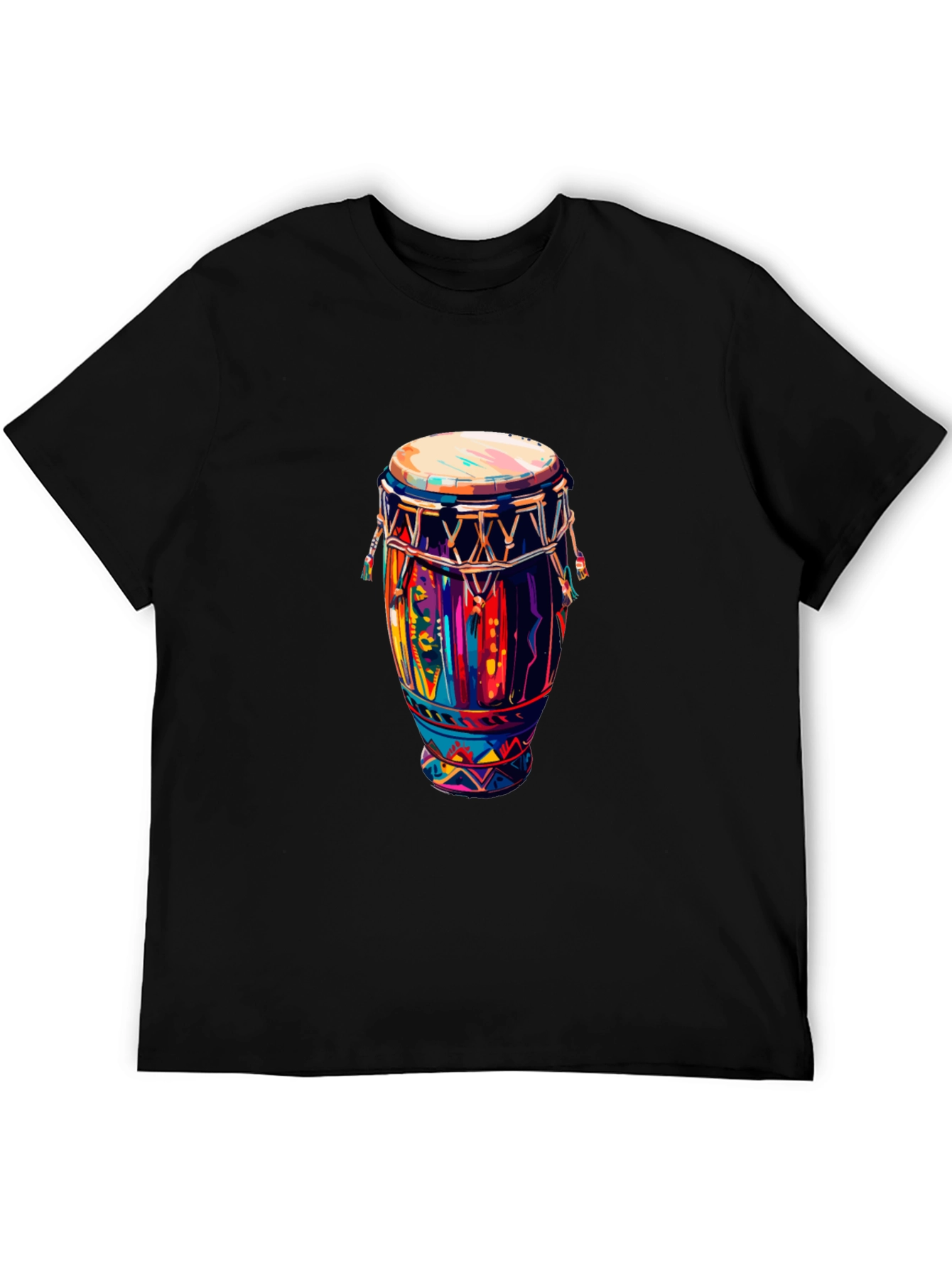 Vibrant Drum Graphic Tee - Black Unisex T-Shirt