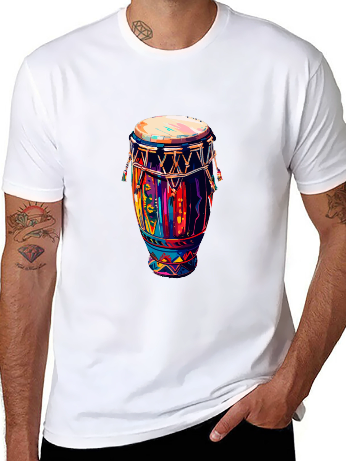 Vibrant Drum Graphic Tee - Black Unisex T-Shirt