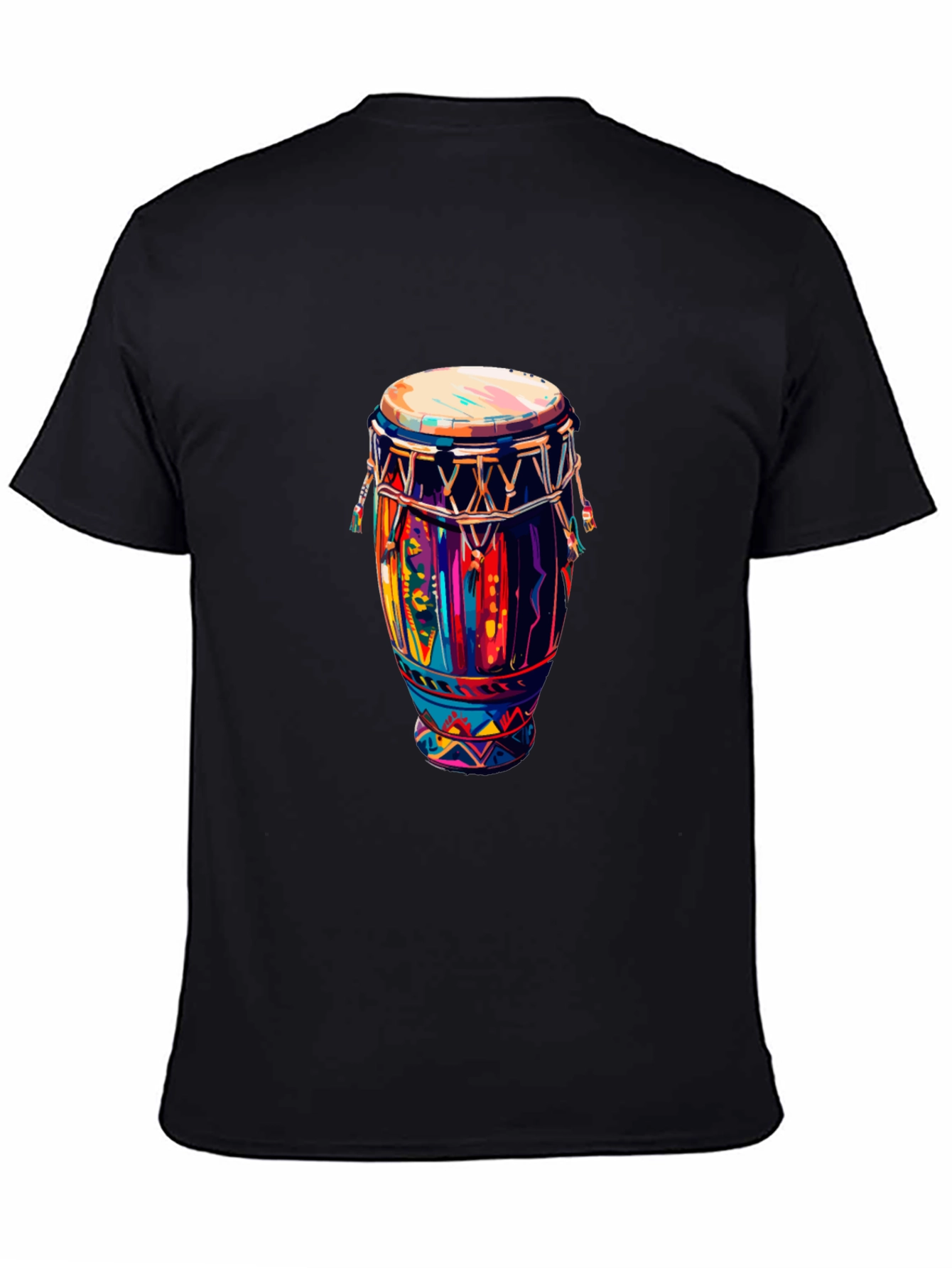 Vibrant Drum Graphic Tee - Black Unisex T-Shirt