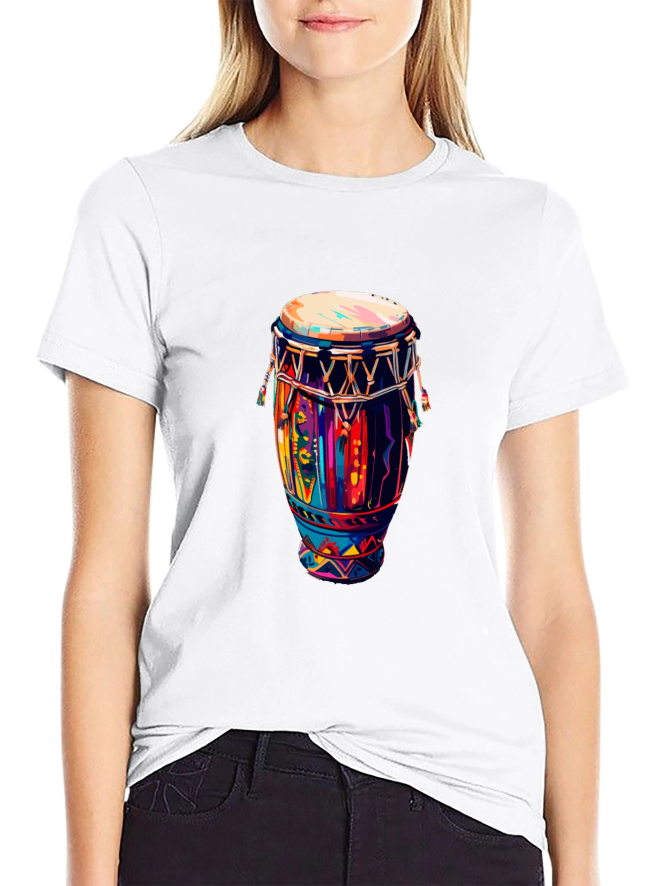 Vibrant Drum Graphic Tee - Black Unisex T-Shirt