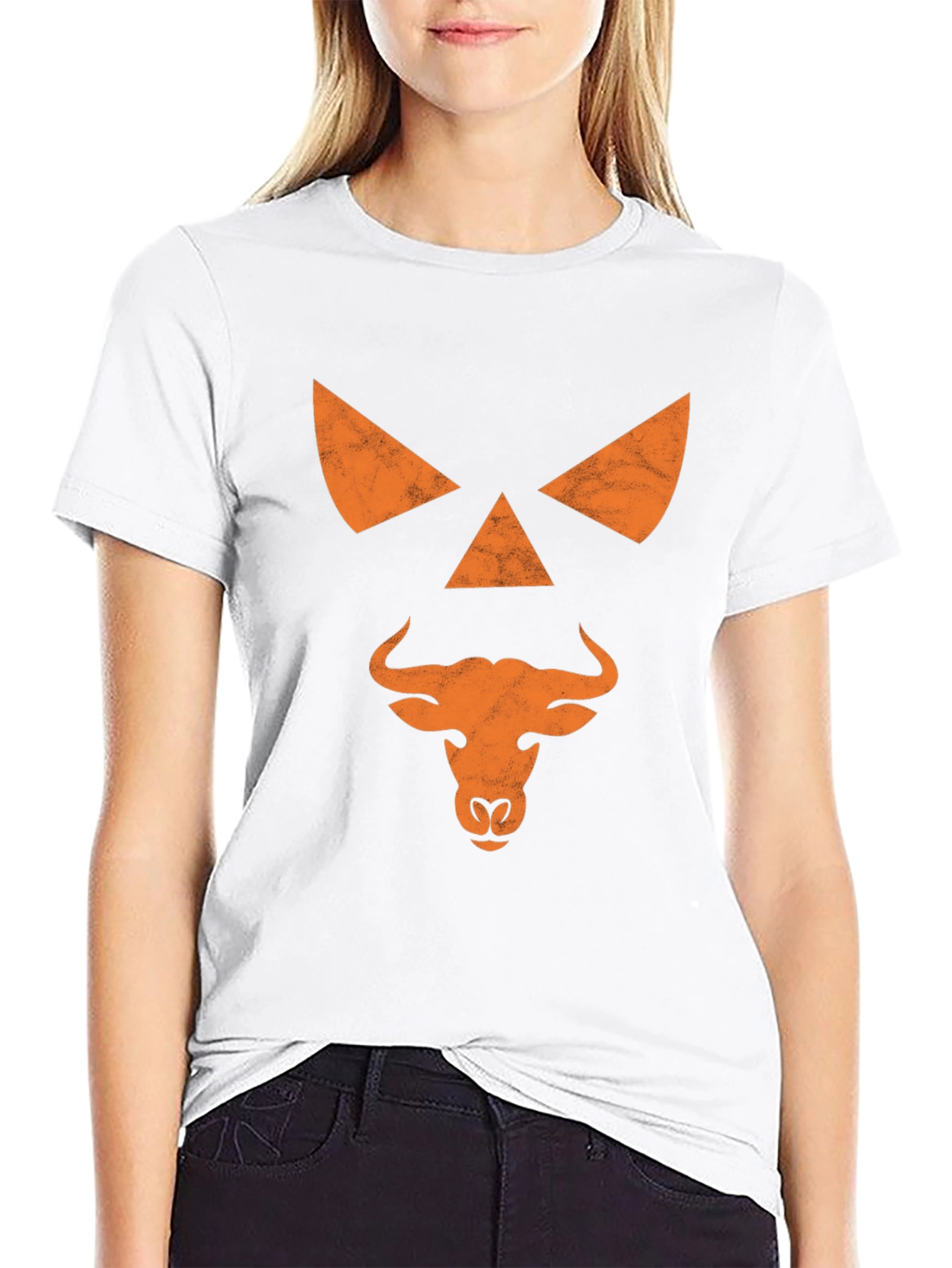 Bull Jack-O-Lantern Graphic Tee - Halloween Shirt