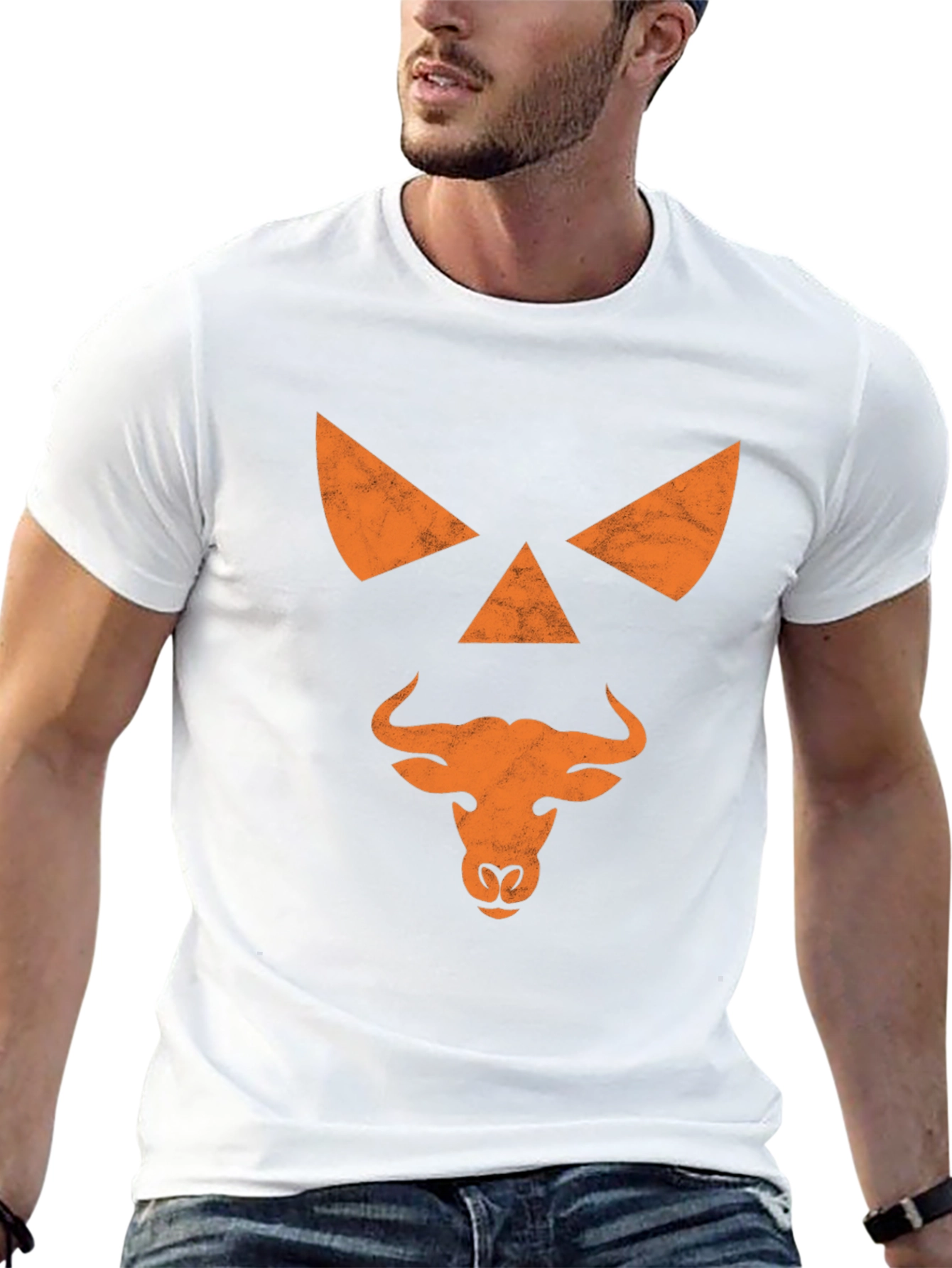 Bull Jack-O-Lantern Graphic Tee - Halloween Shirt