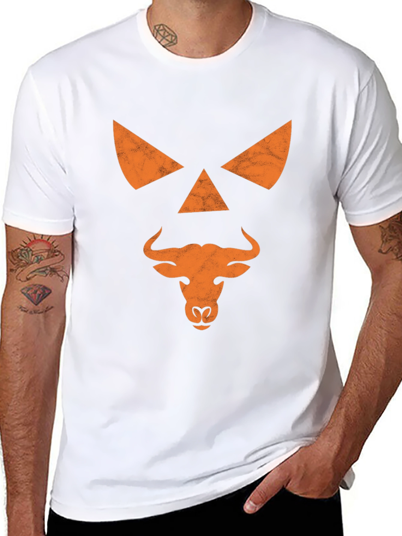 Bull Jack-O-Lantern Graphic Tee - Halloween Shirt