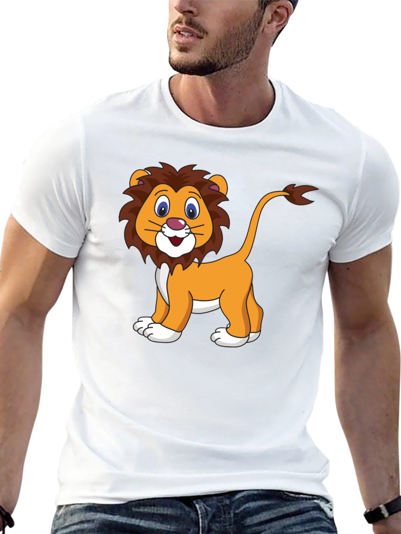 Cartoon Lion Black T-Shirt