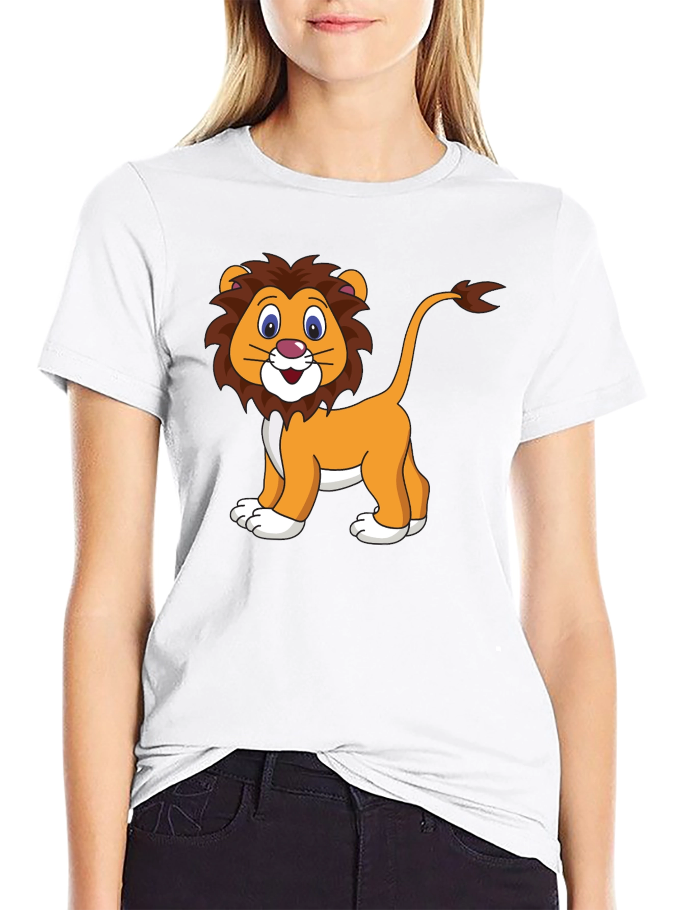 Cartoon Lion Black T-Shirt