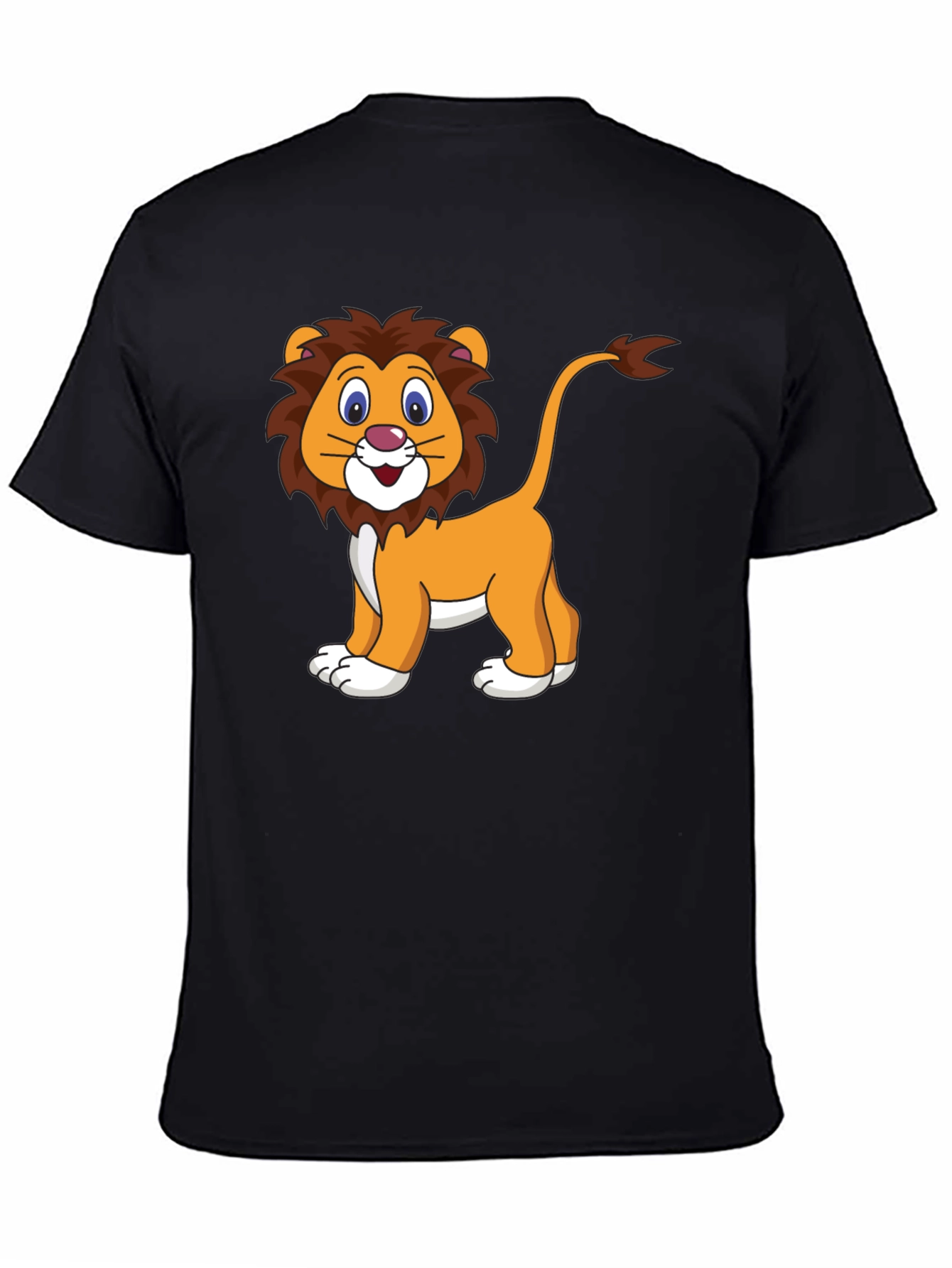 Cartoon Lion Black T-Shirt