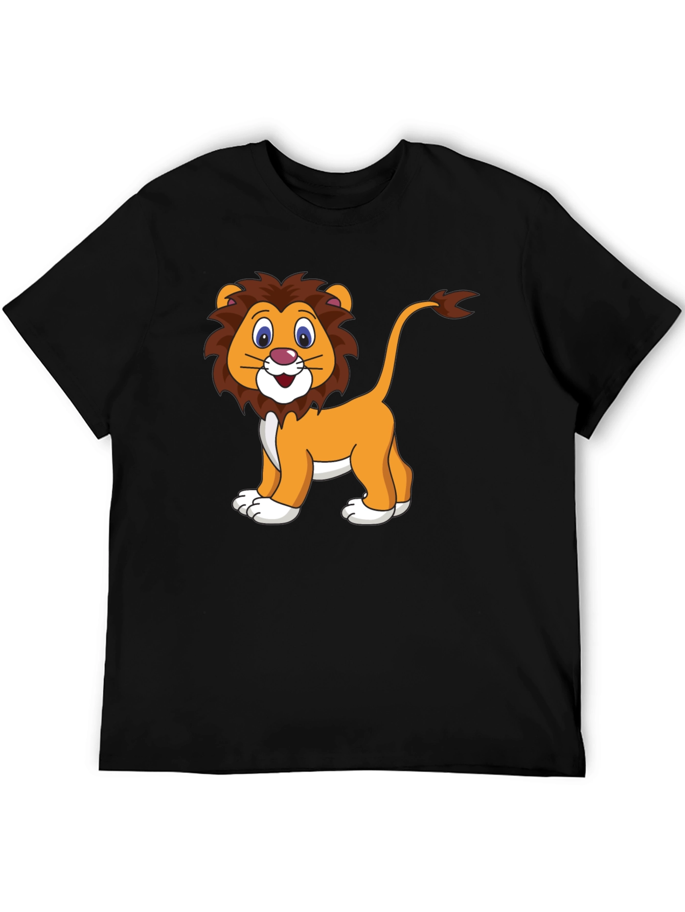 Cartoon Lion Black T-Shirt