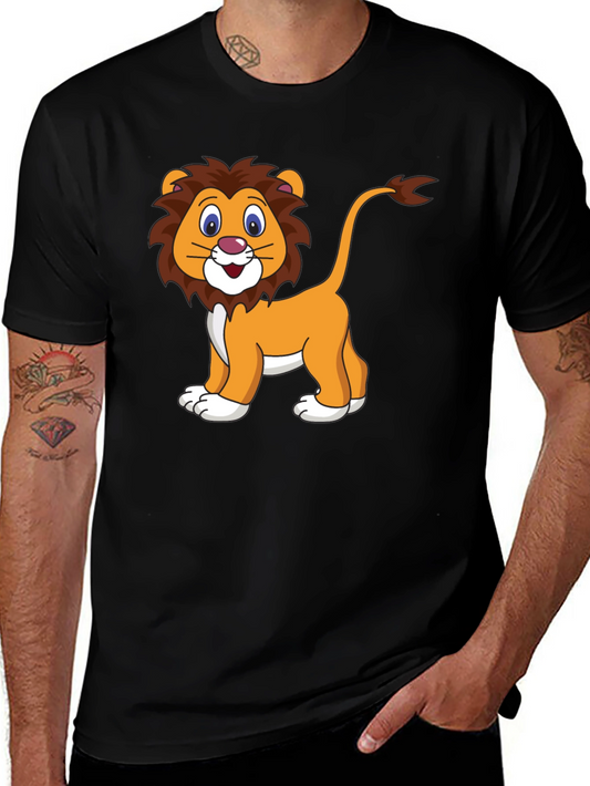 Cartoon Lion Black T-Shirt