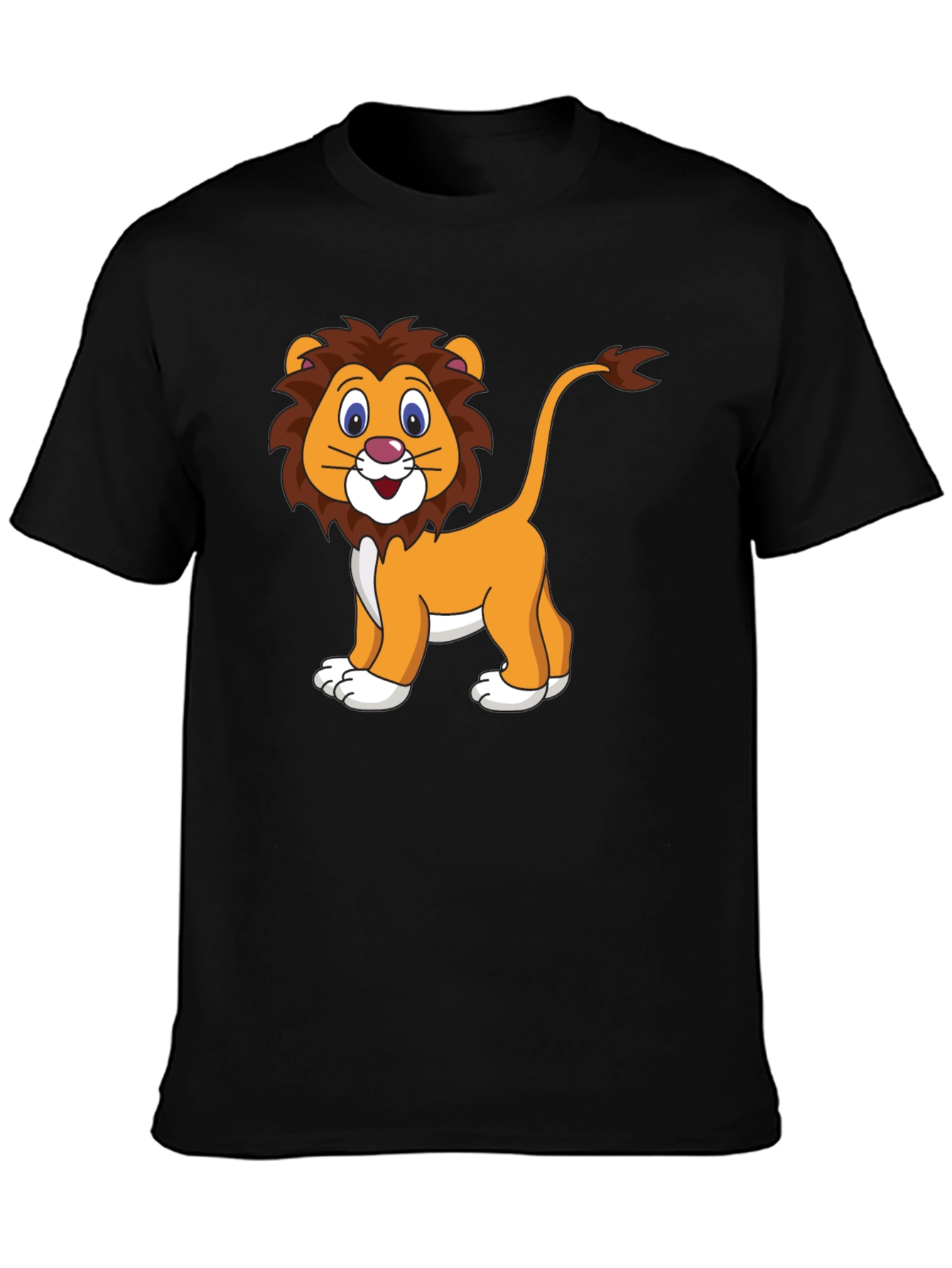 Cartoon Lion Black T-Shirt