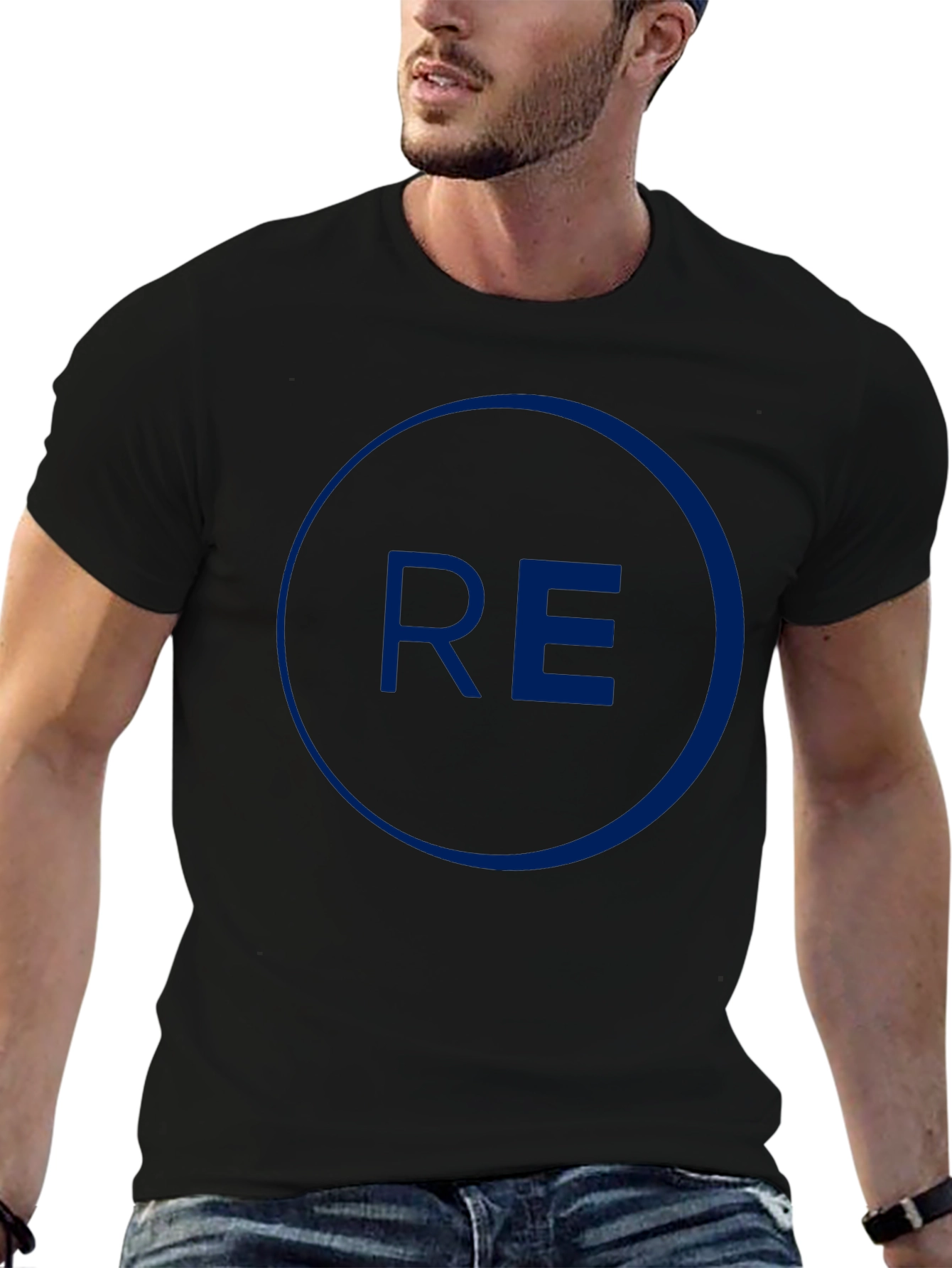 Mens Black Graphic Tee - Circle RE Design
