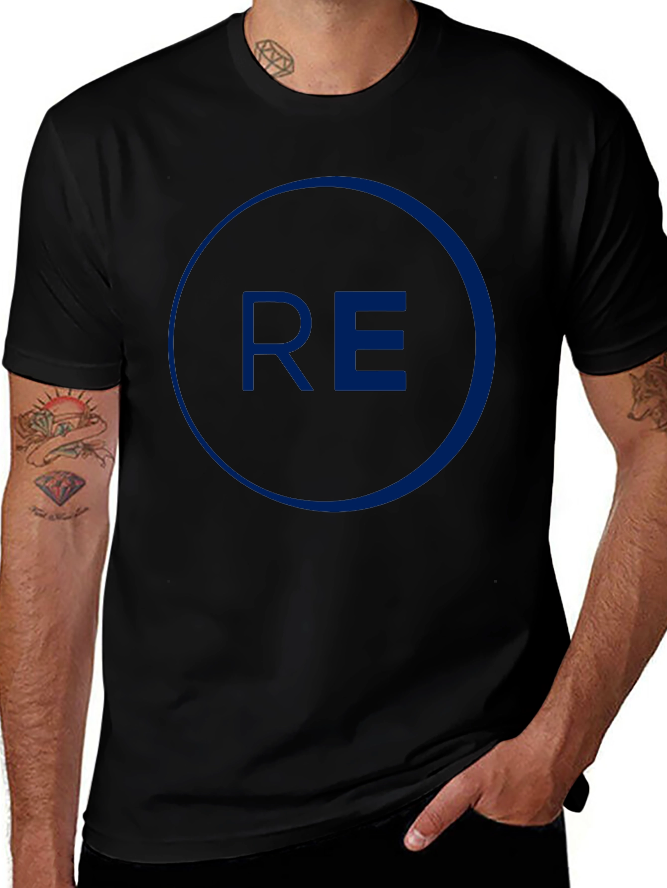 Mens Black Graphic Tee - Circle RE Design