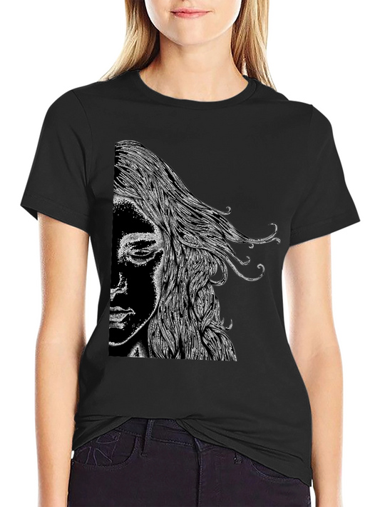 Abstract Portrait Graphic Black T-Shirt