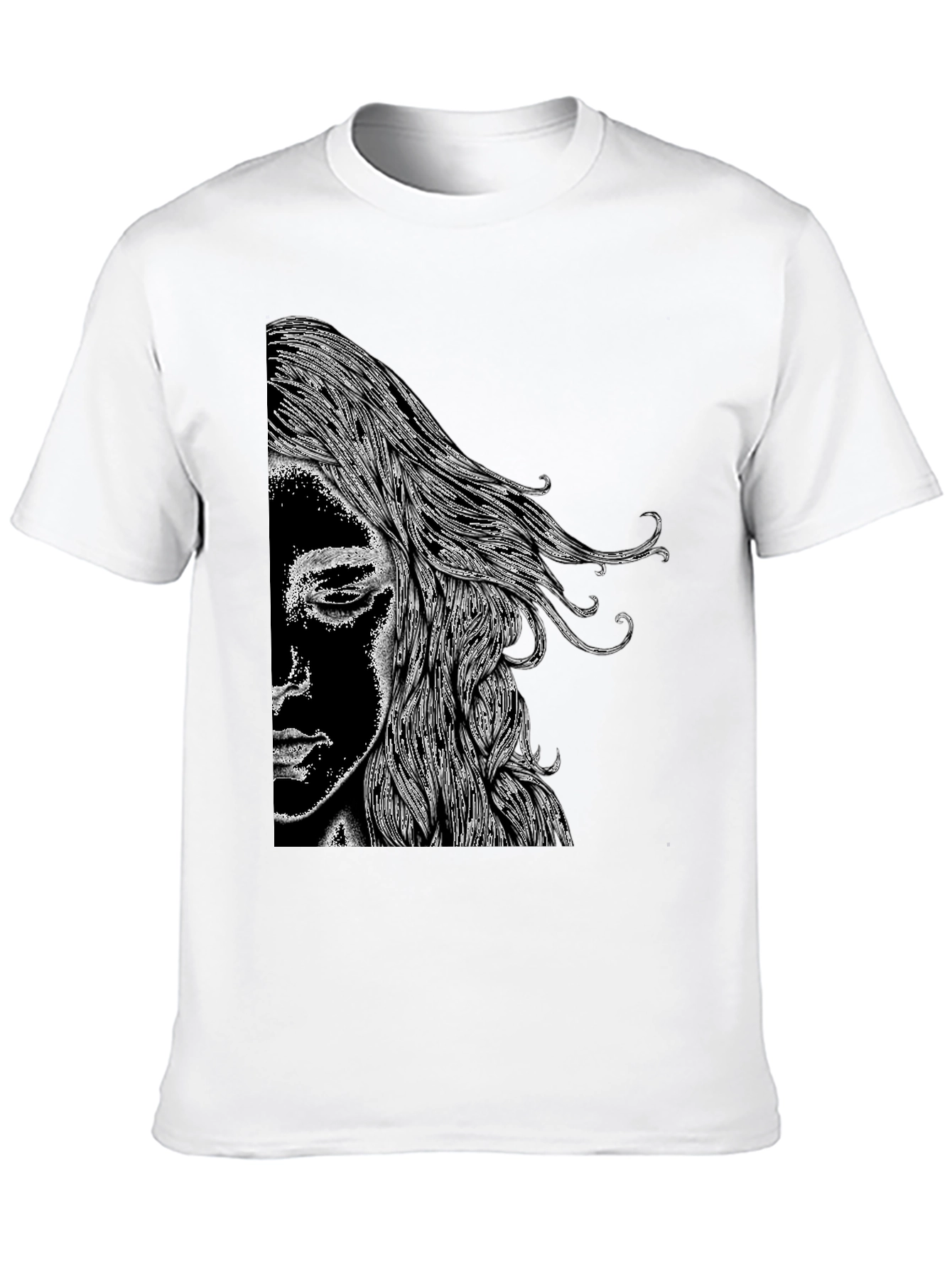 Abstract Portrait Graphic Black T-Shirt