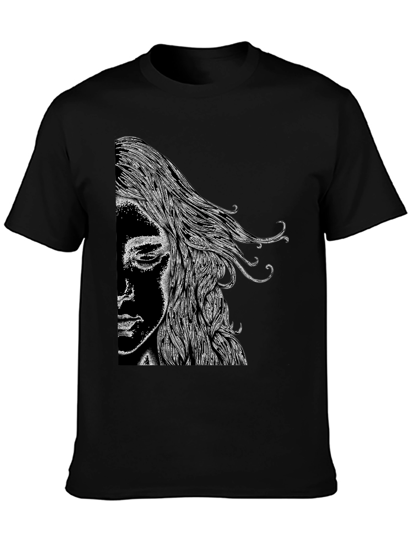 Abstract Portrait Graphic Black T-Shirt