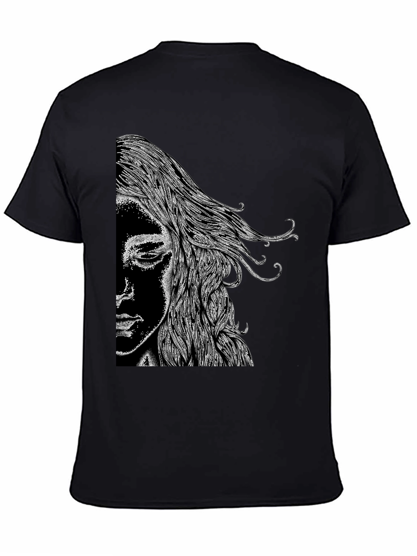 Abstract Portrait Graphic Black T-Shirt