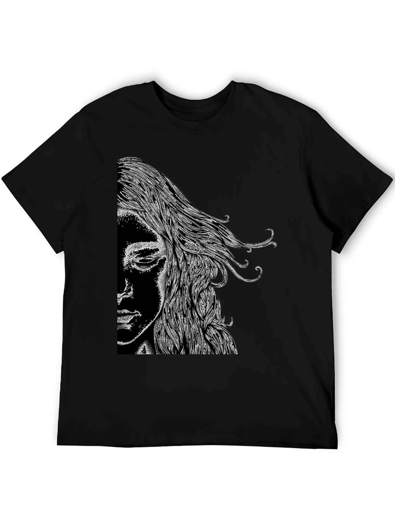 Abstract Portrait Graphic Black T-Shirt