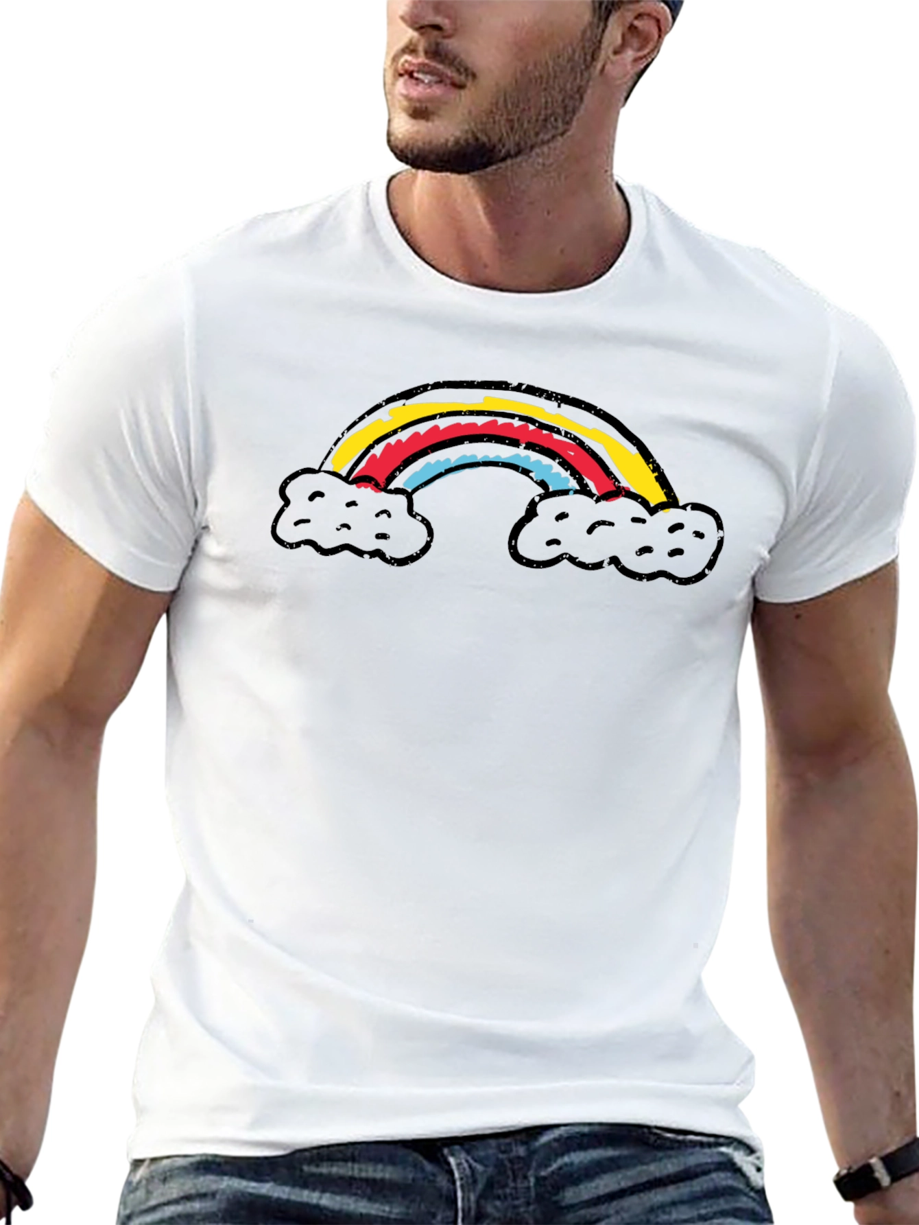 Rainbow Cloud Graphic Black T-Shirt