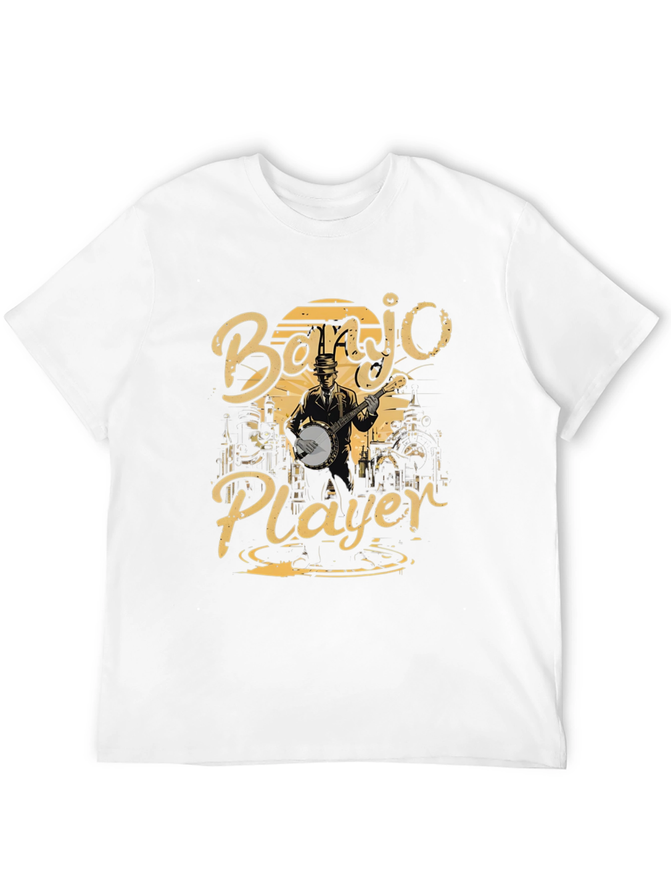 Banjo Player Graphic T-Shirt - Black