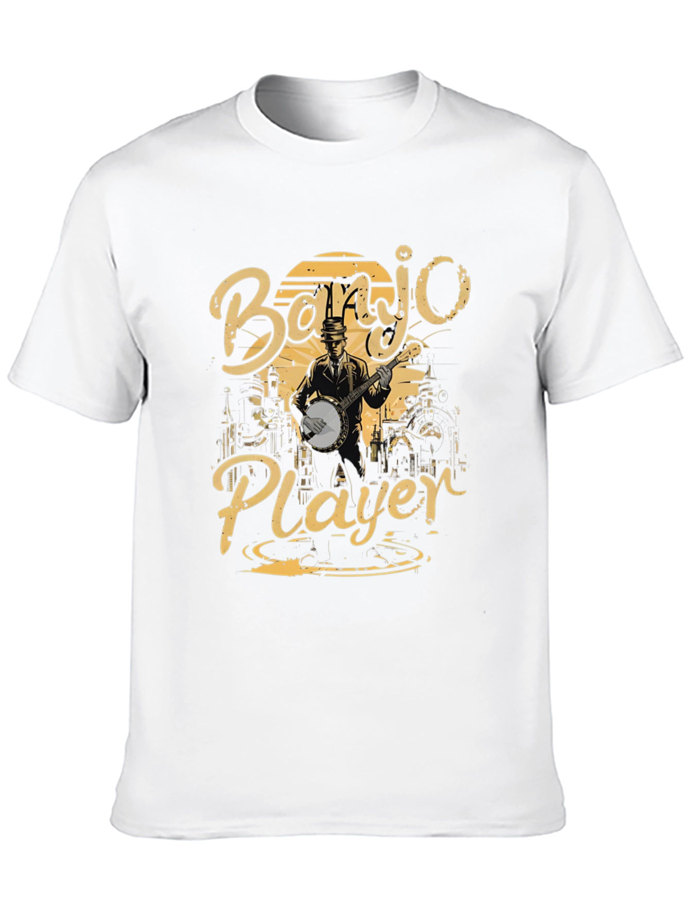 Banjo Player Graphic T-Shirt - Black