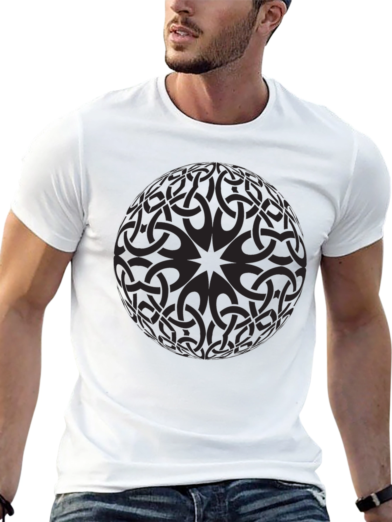 Celtic Knot Sphere Graphic Tee - Mens Black T-Shirt