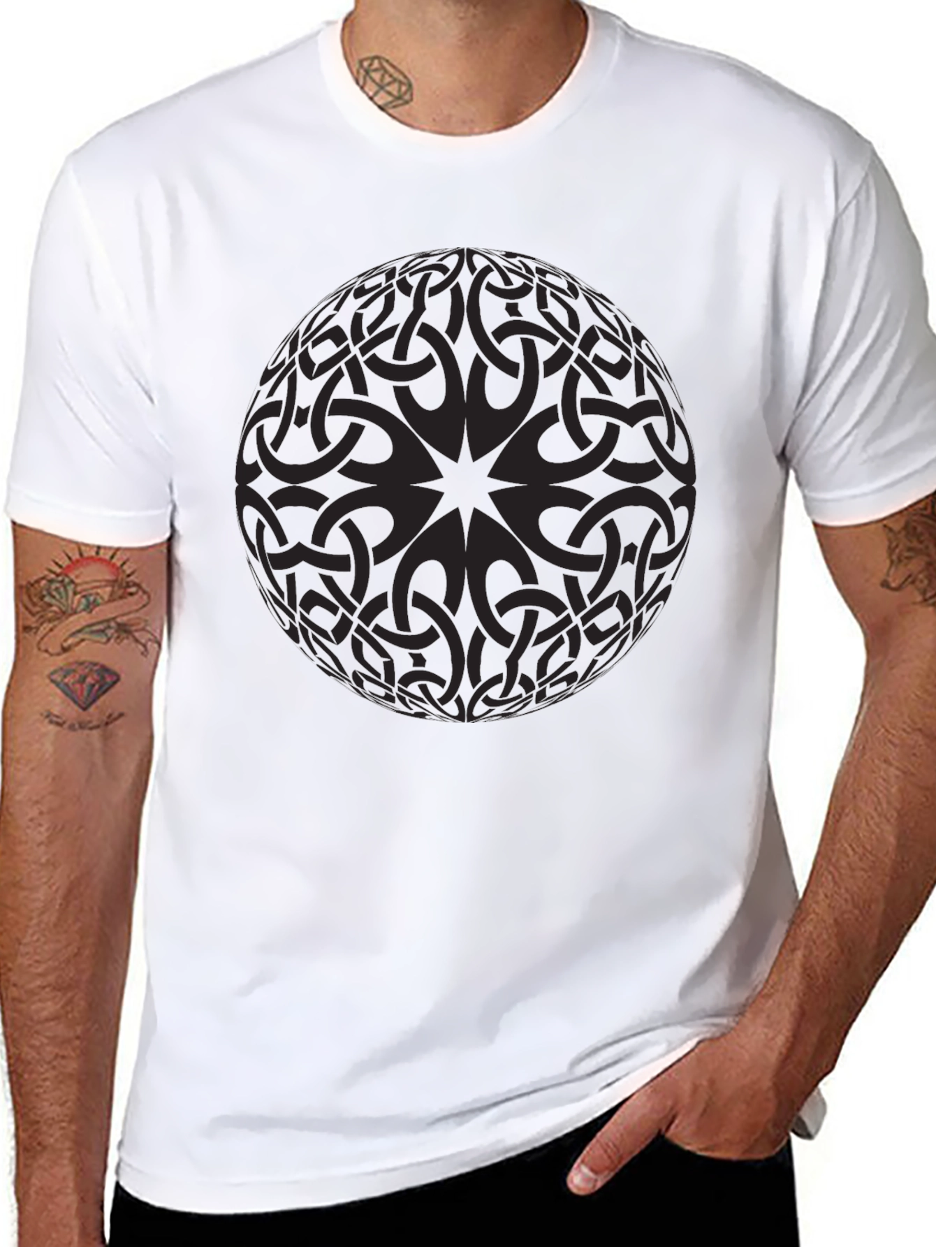 Celtic Knot Sphere Graphic Tee - Mens Black T-Shirt