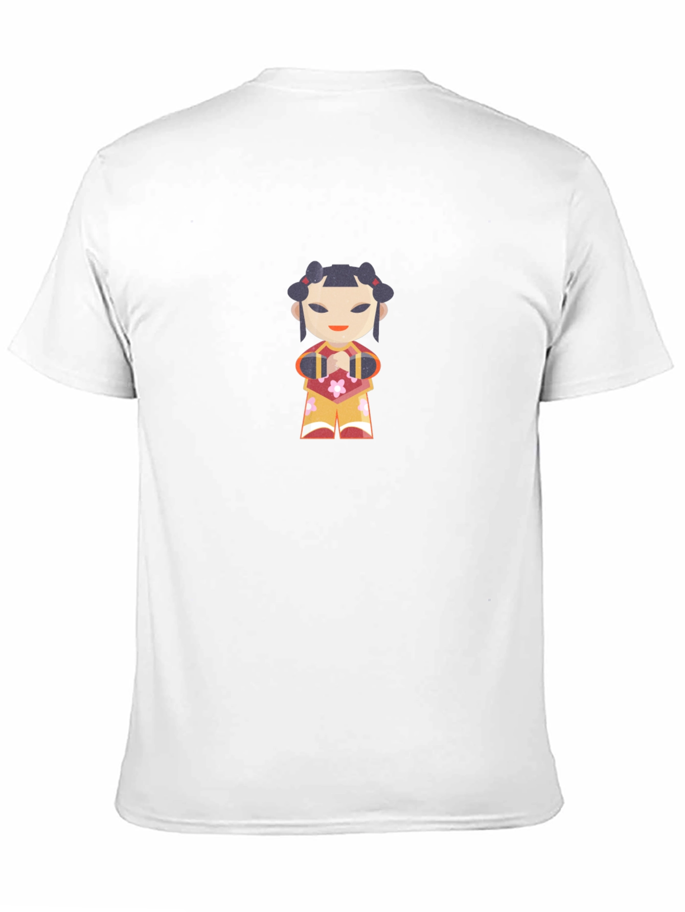 Black T-Shirt with Japanese Doll Graphic Print