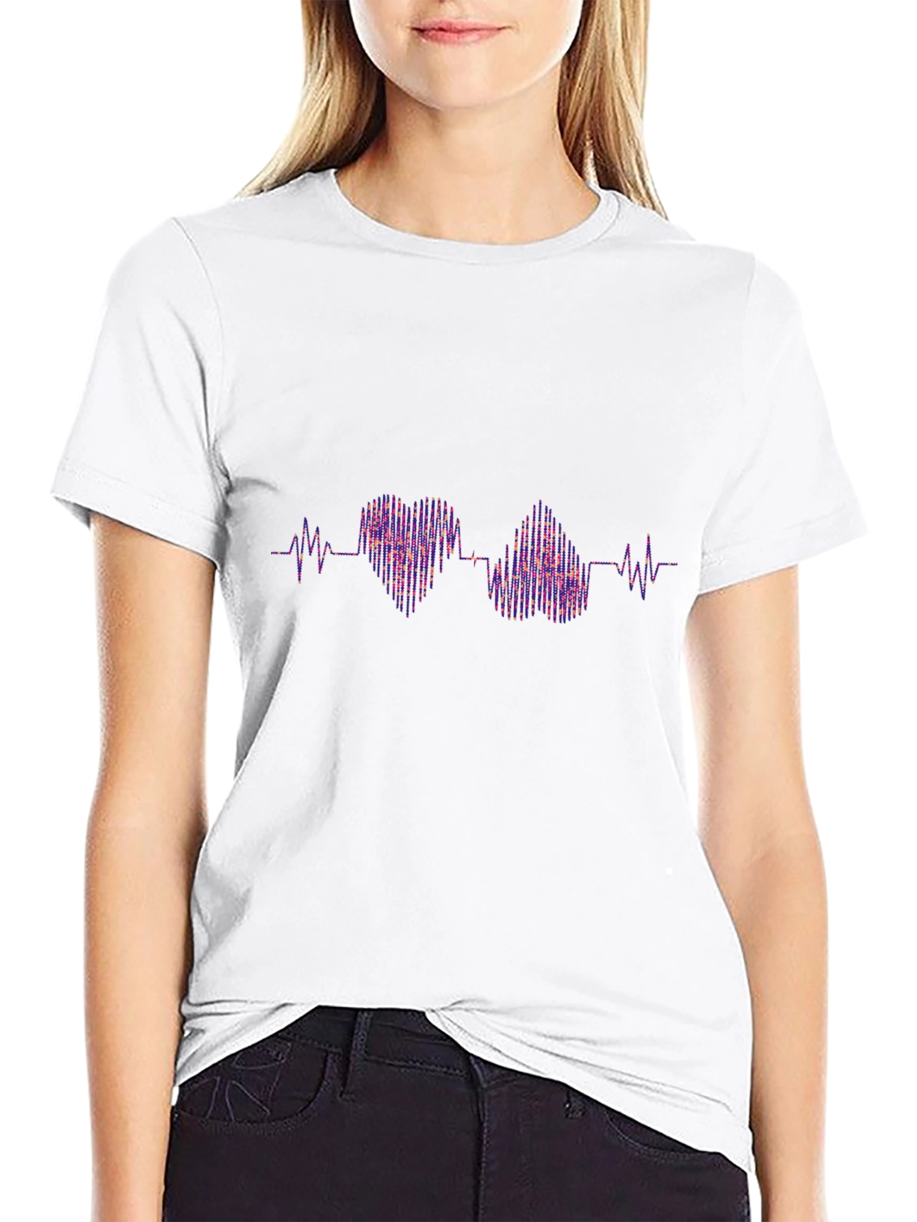 Heartbeat Rhythm Graphic Tee - Trendy Casual Style