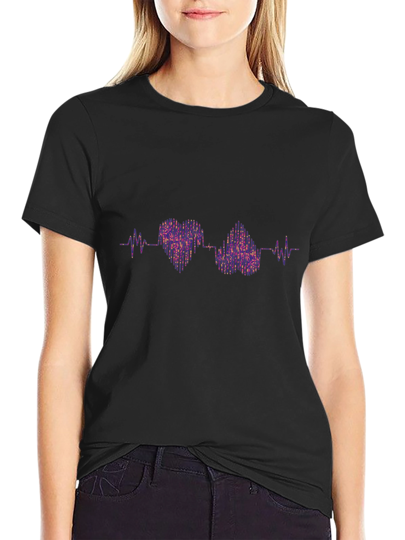 Heartbeat Rhythm Graphic Tee - Trendy Casual Style