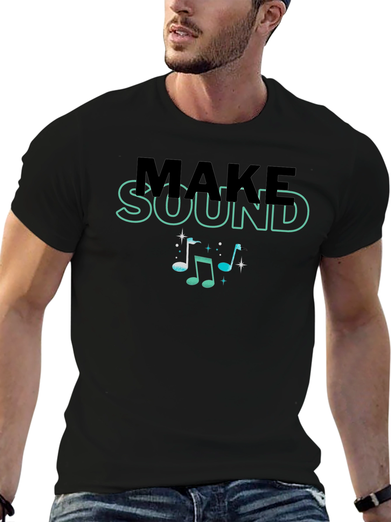 Make Sound Music Notes Graphic Tee Shirt