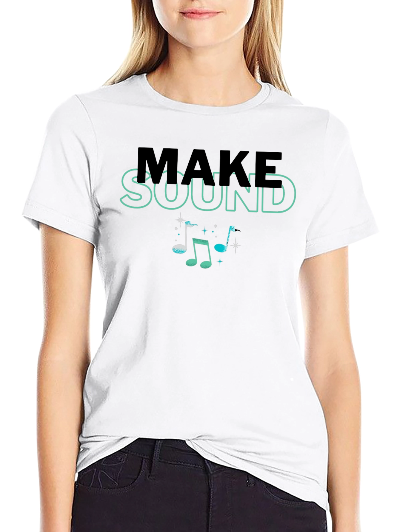 Make Sound Music Notes Graphic Tee Shirt
