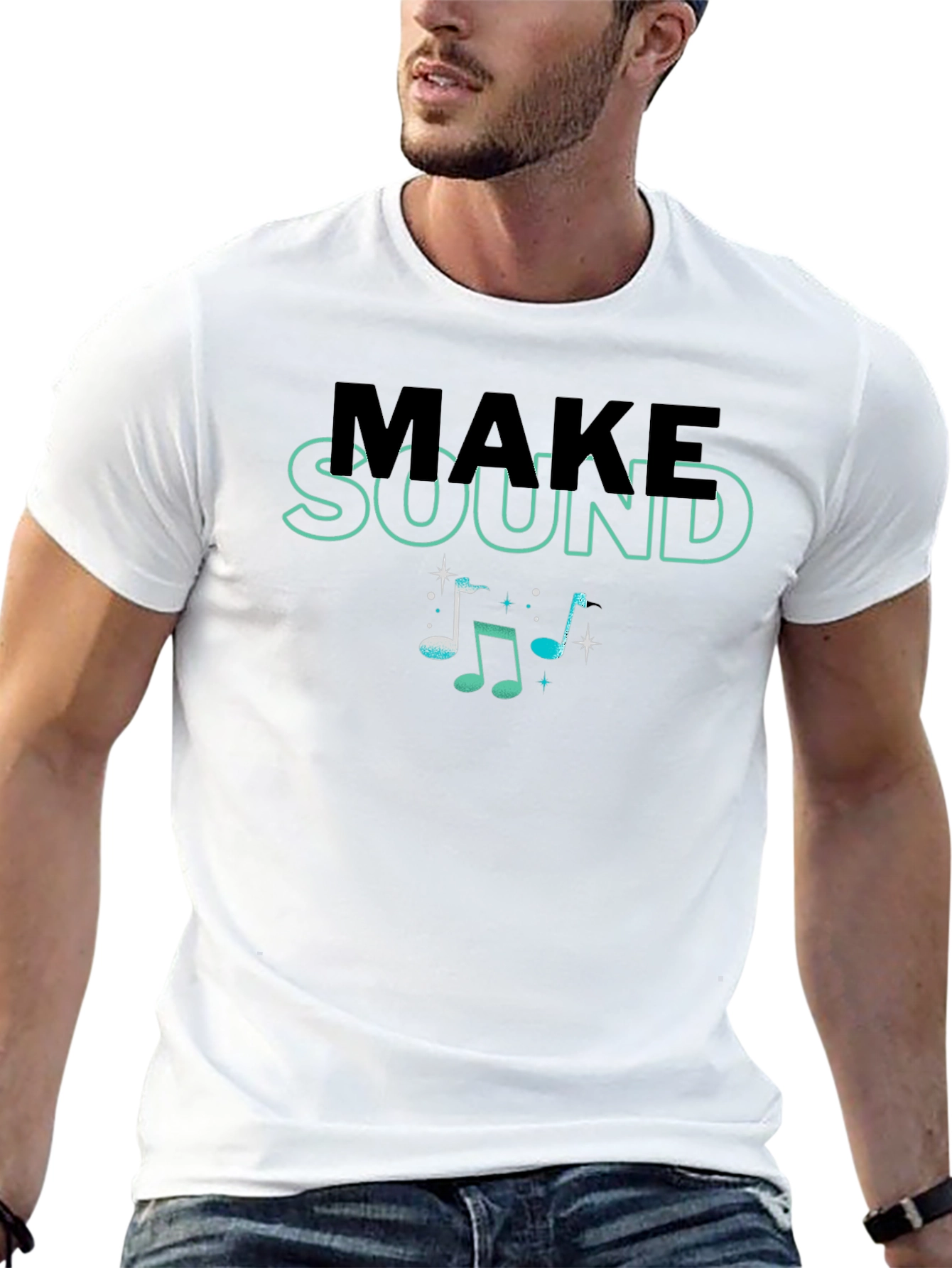 Make Sound Music Notes Graphic Tee Shirt