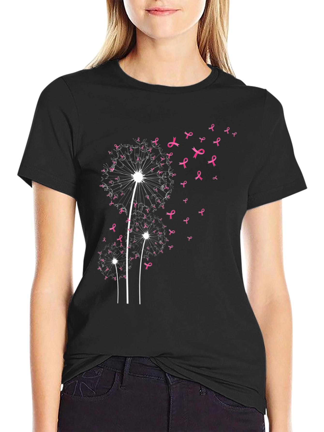 Dandelion Pink Ribbon Graphic Tee