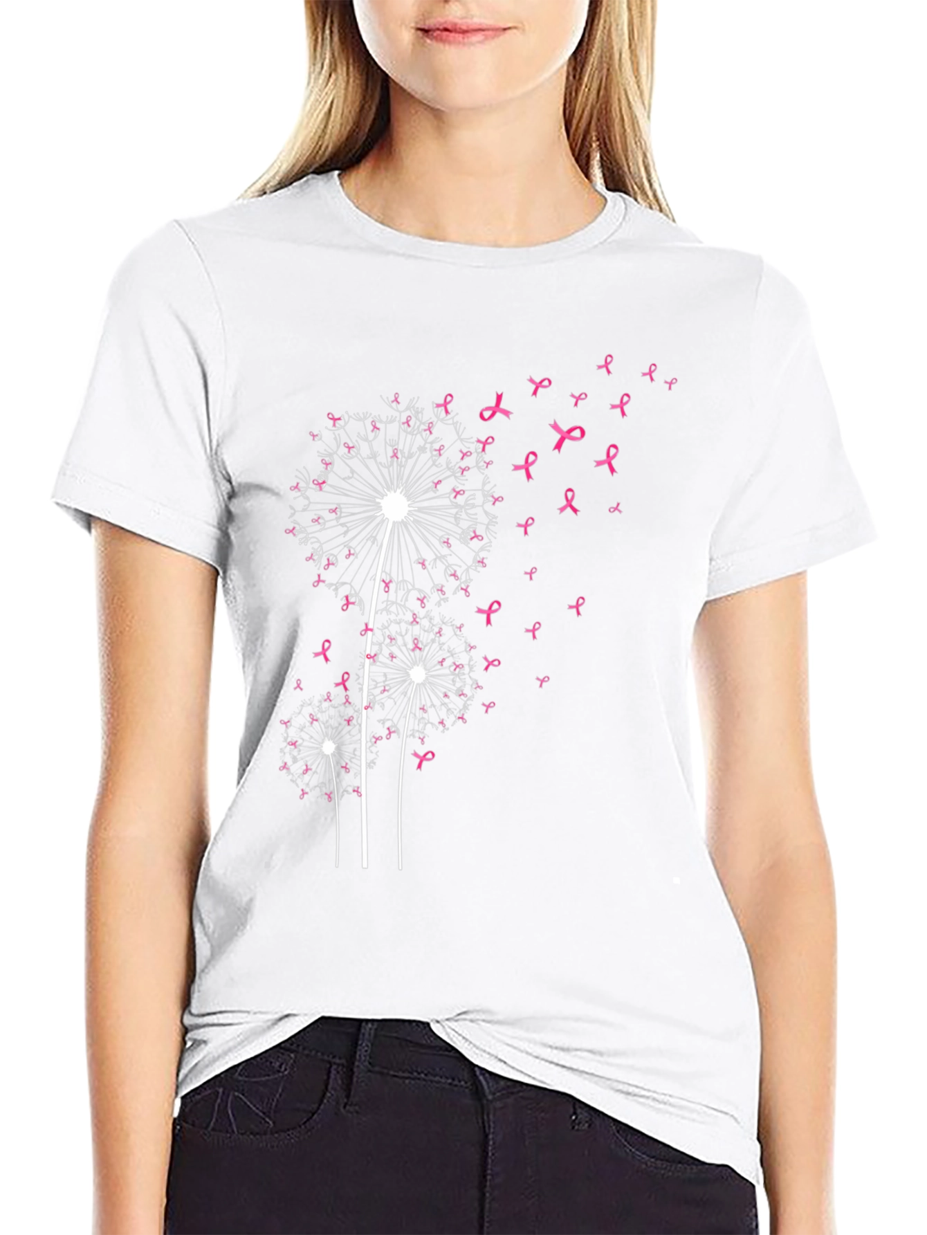 Dandelion Pink Ribbon Graphic Tee