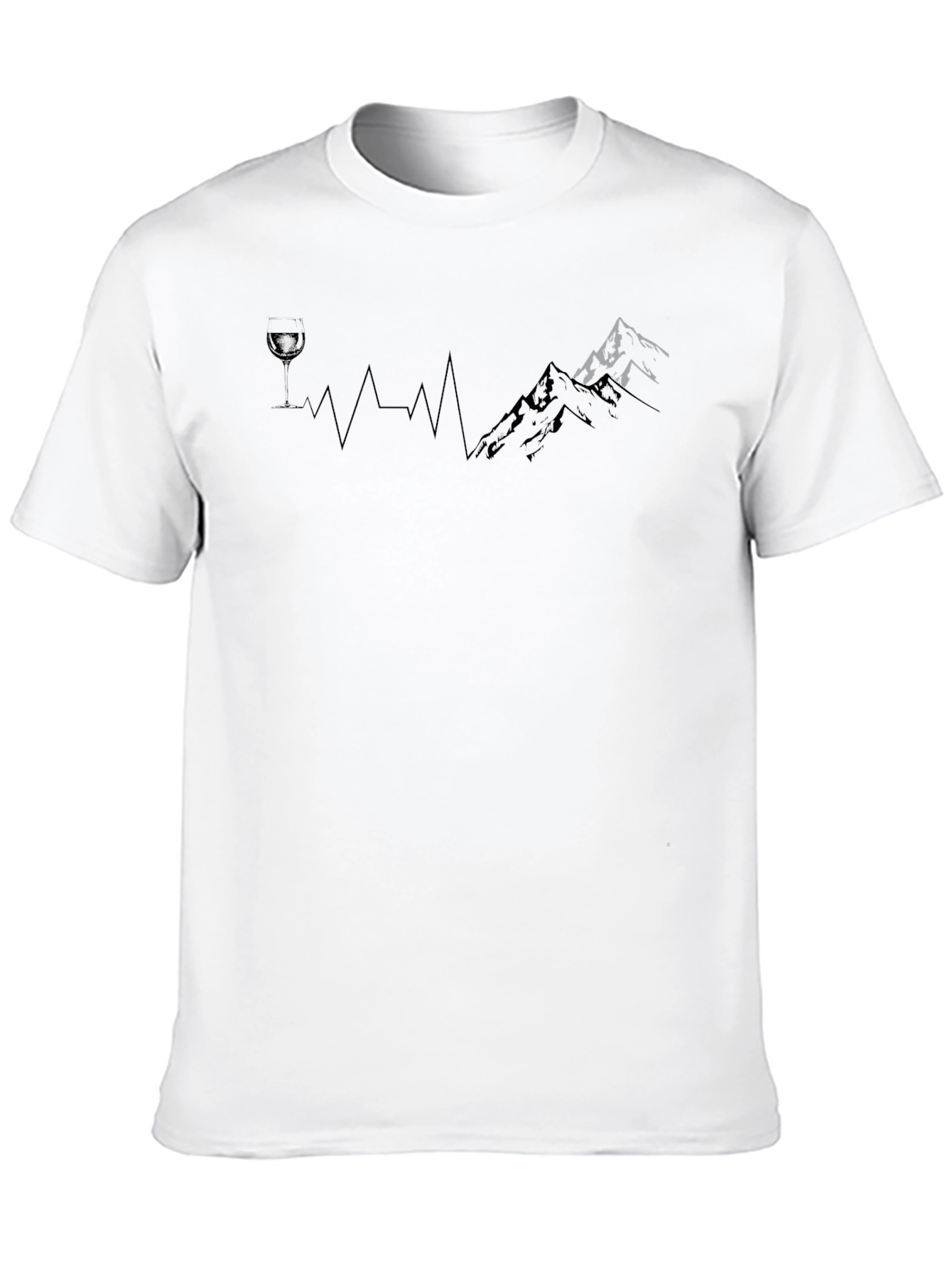 Wine & Mountain Heartbeat Tee - Black