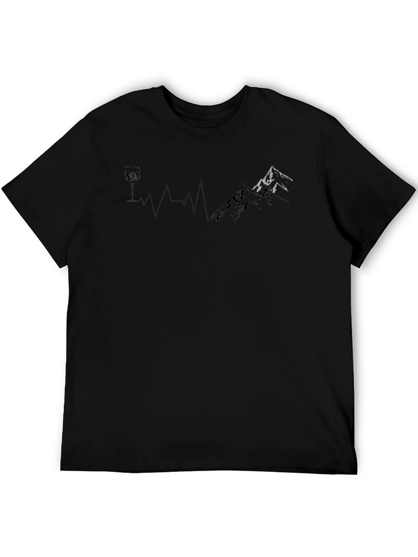Wine & Mountain Heartbeat Tee - Black