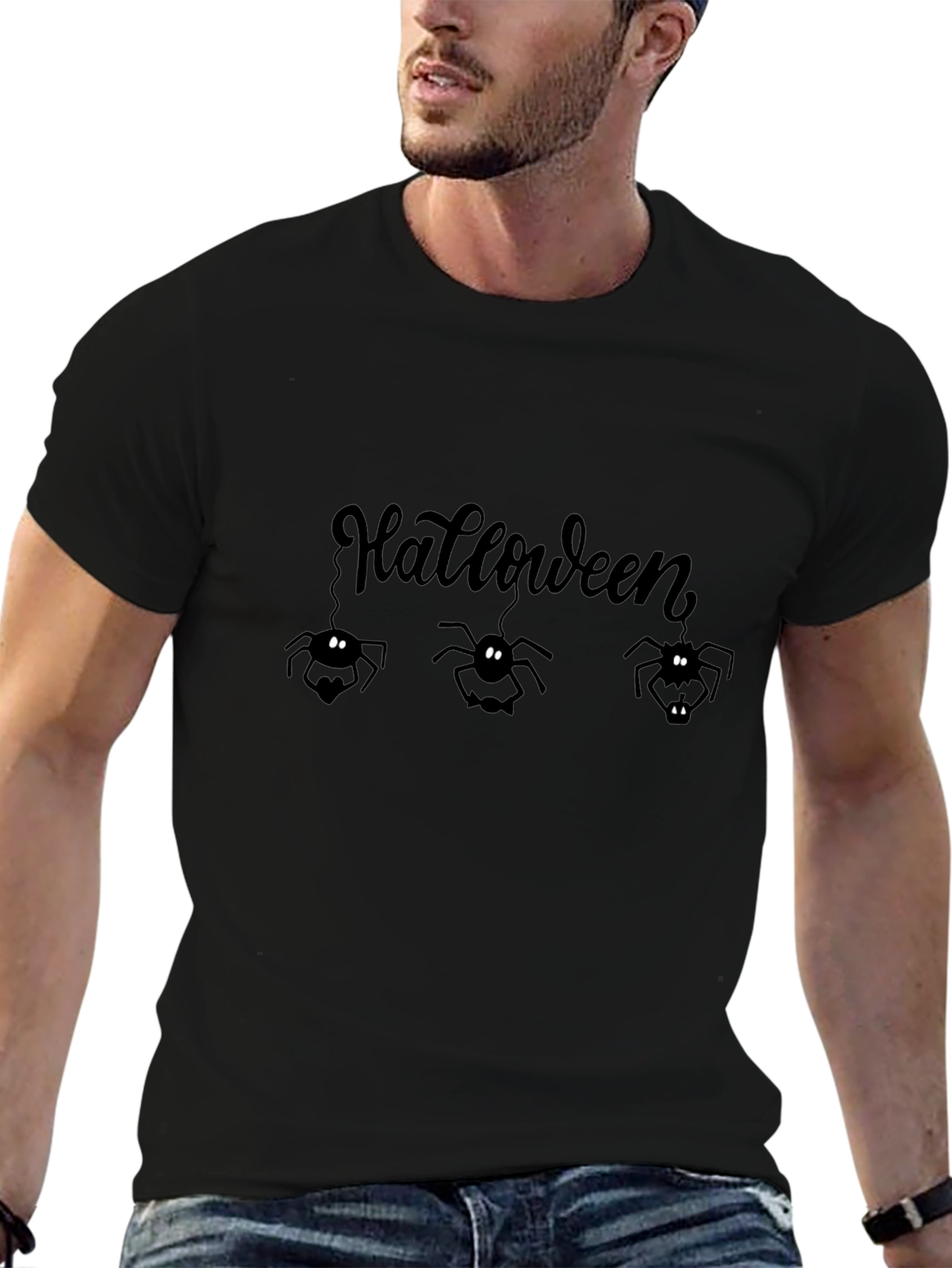 Halloween Spider Graphic Tee - Mens Black T-Shirt