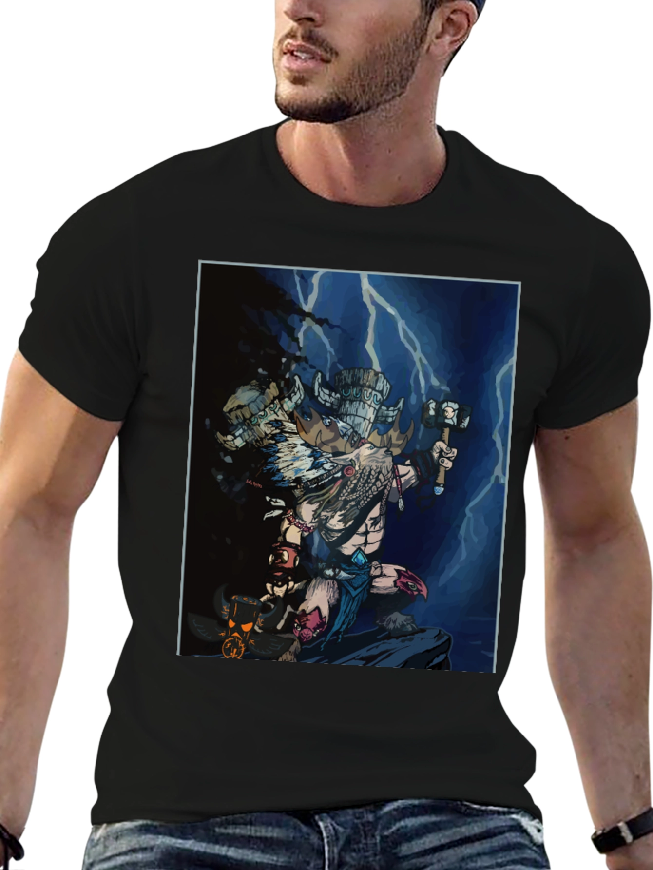 Epic Graphic Print Tee - Mythical Warrior Design