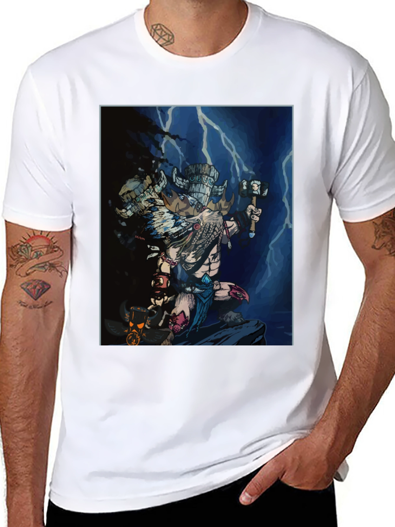 Epic Graphic Print Tee - Mythical Warrior Design
