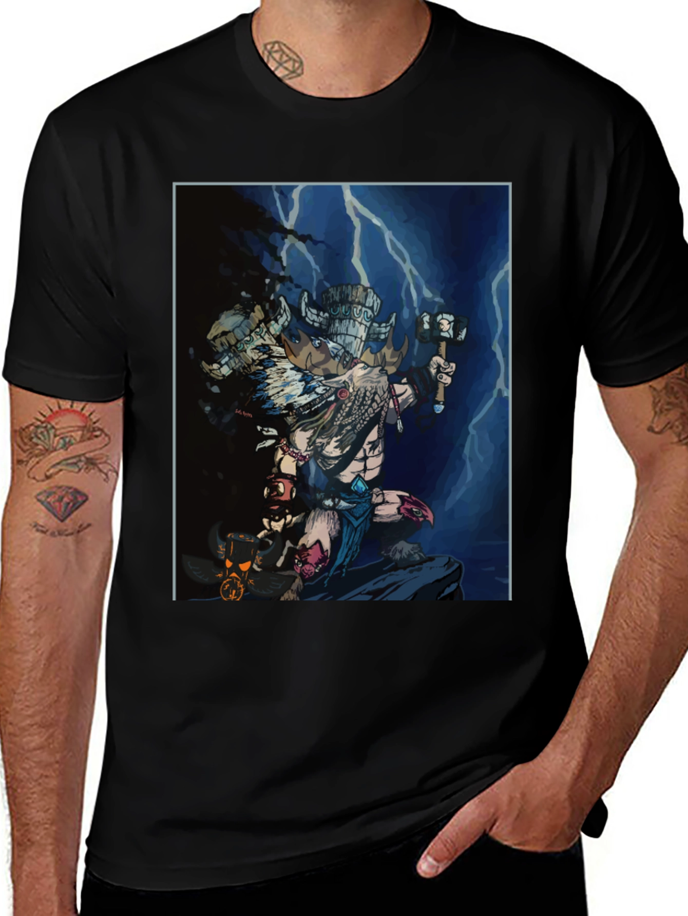 Epic Graphic Print Tee - Mythical Warrior Design