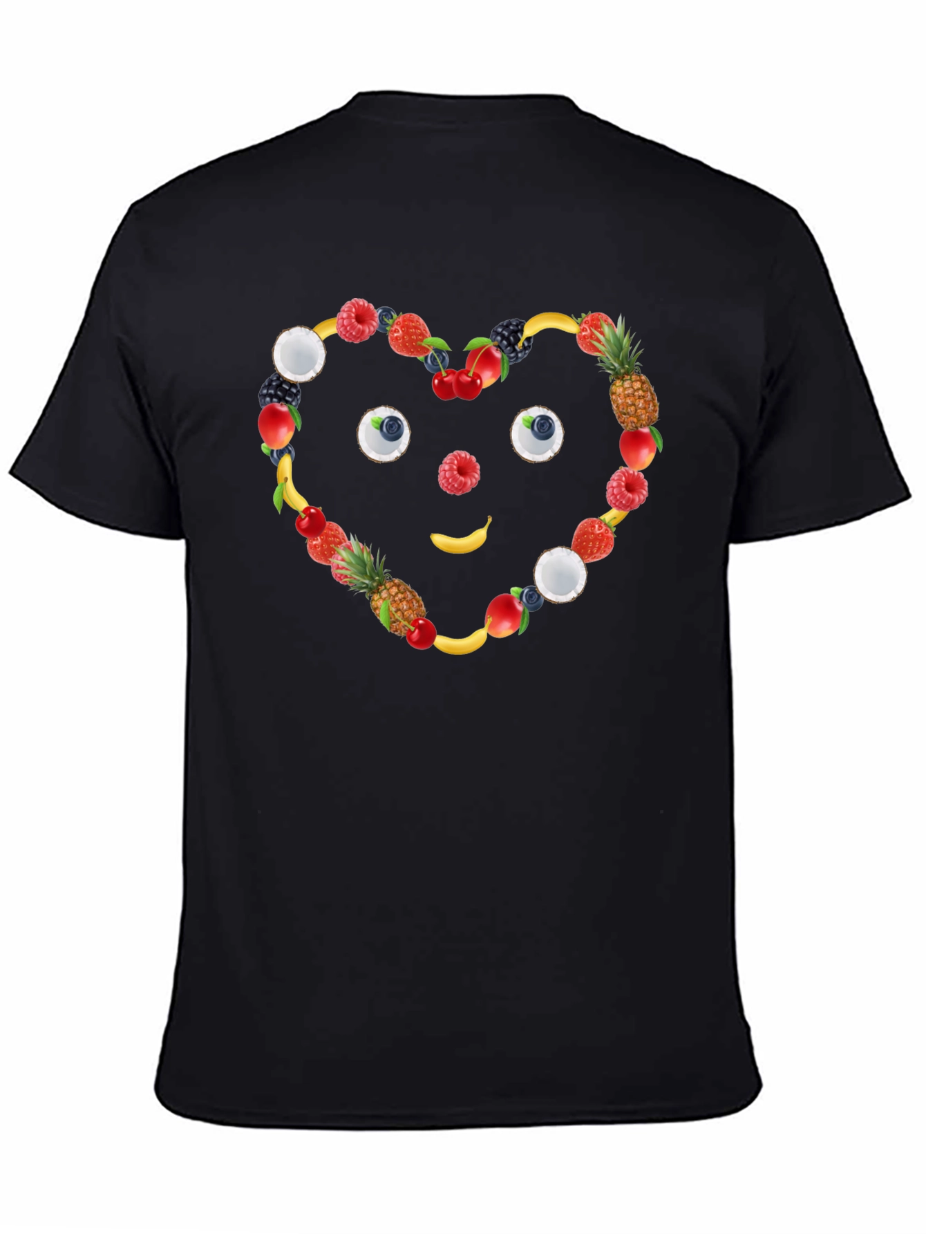 Fruit Heart Face Black T-Shirt