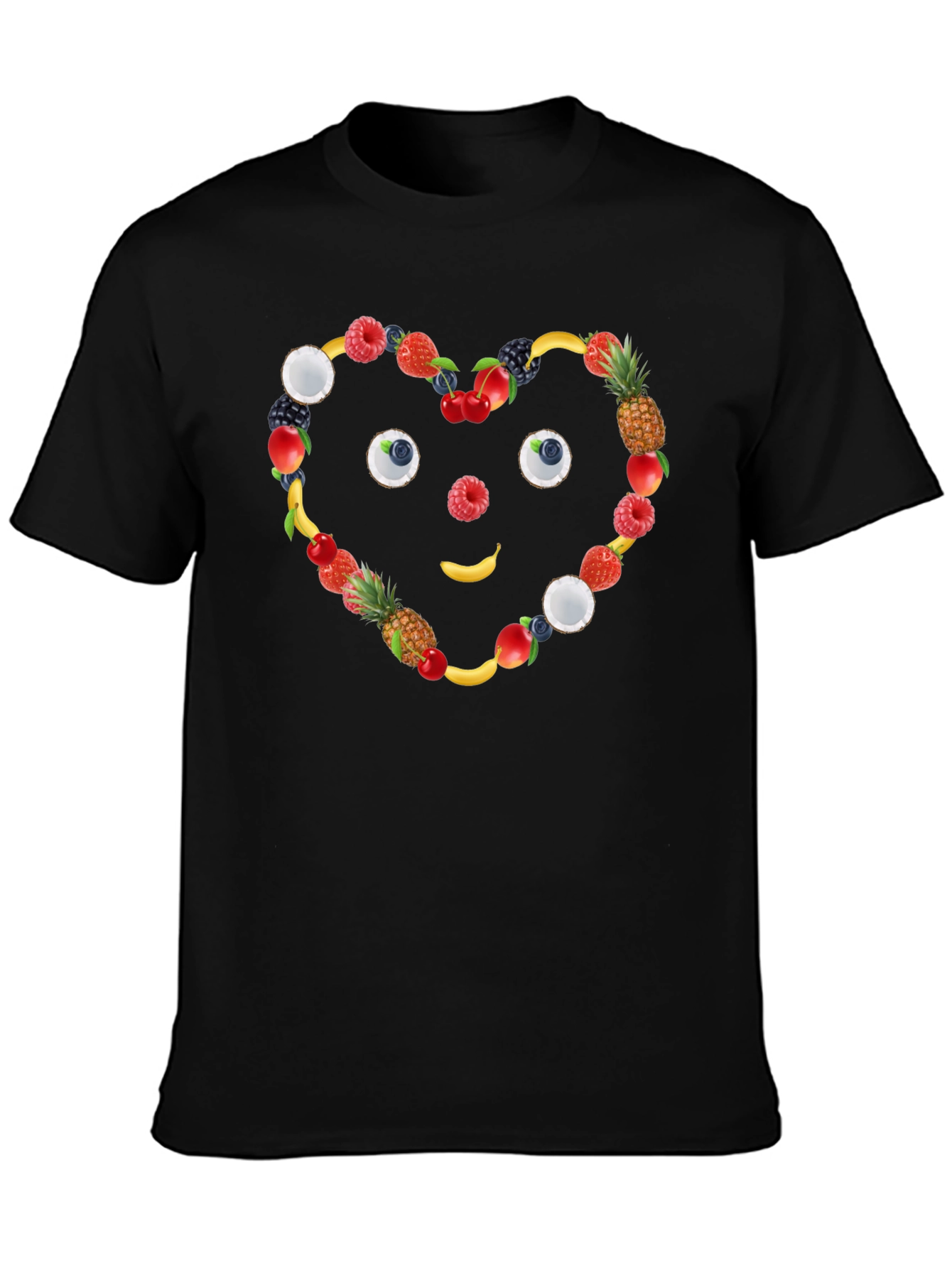 Fruit Heart Face Black T-Shirt