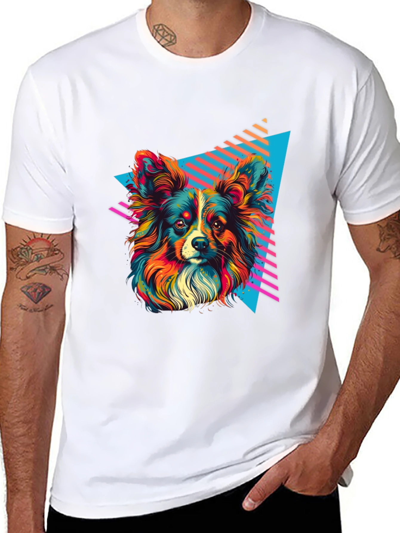 Retro Dog Graphic Tee - Vivid 80s Style