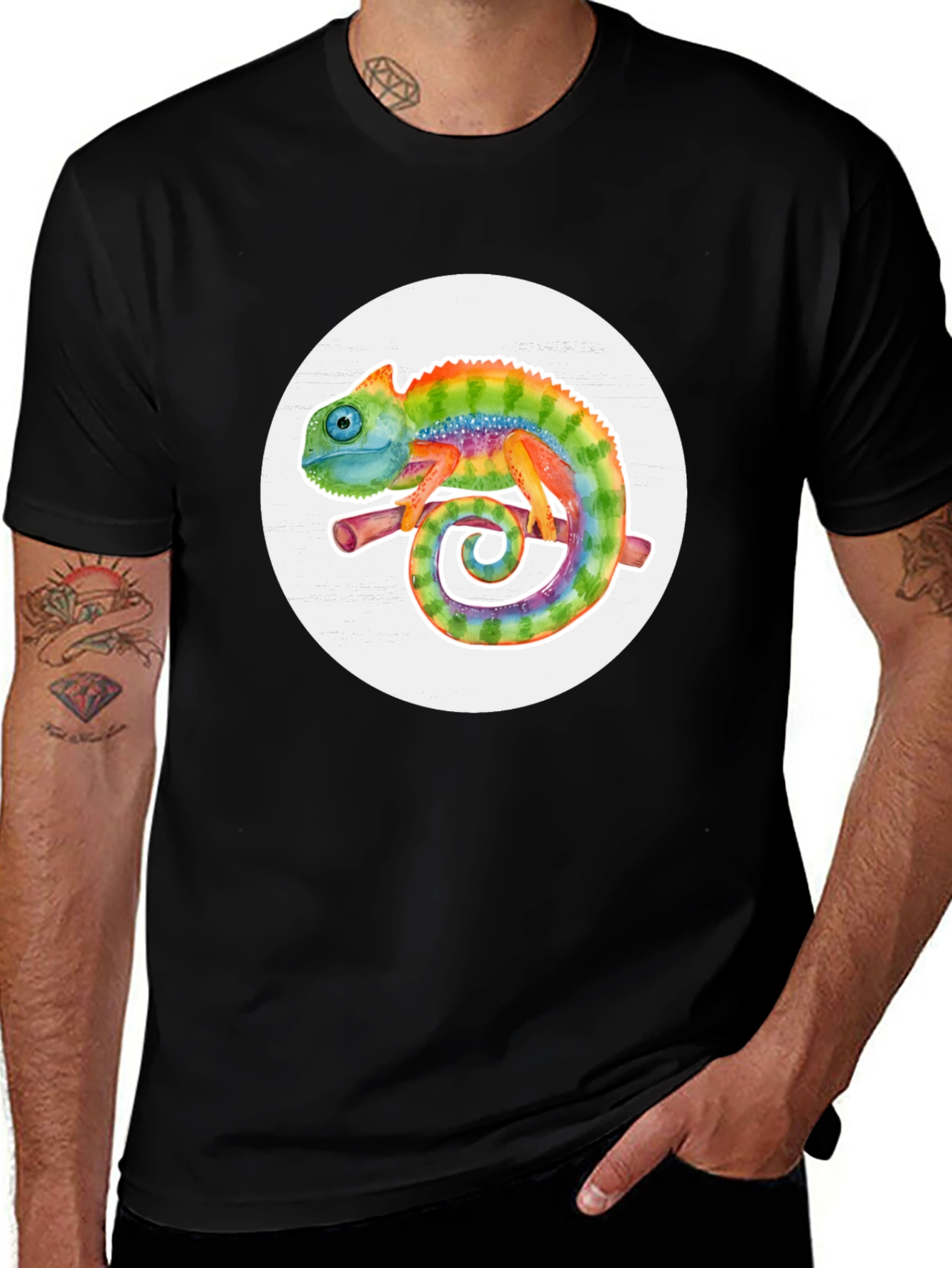 Rainbow Chameleon Graphic Tee