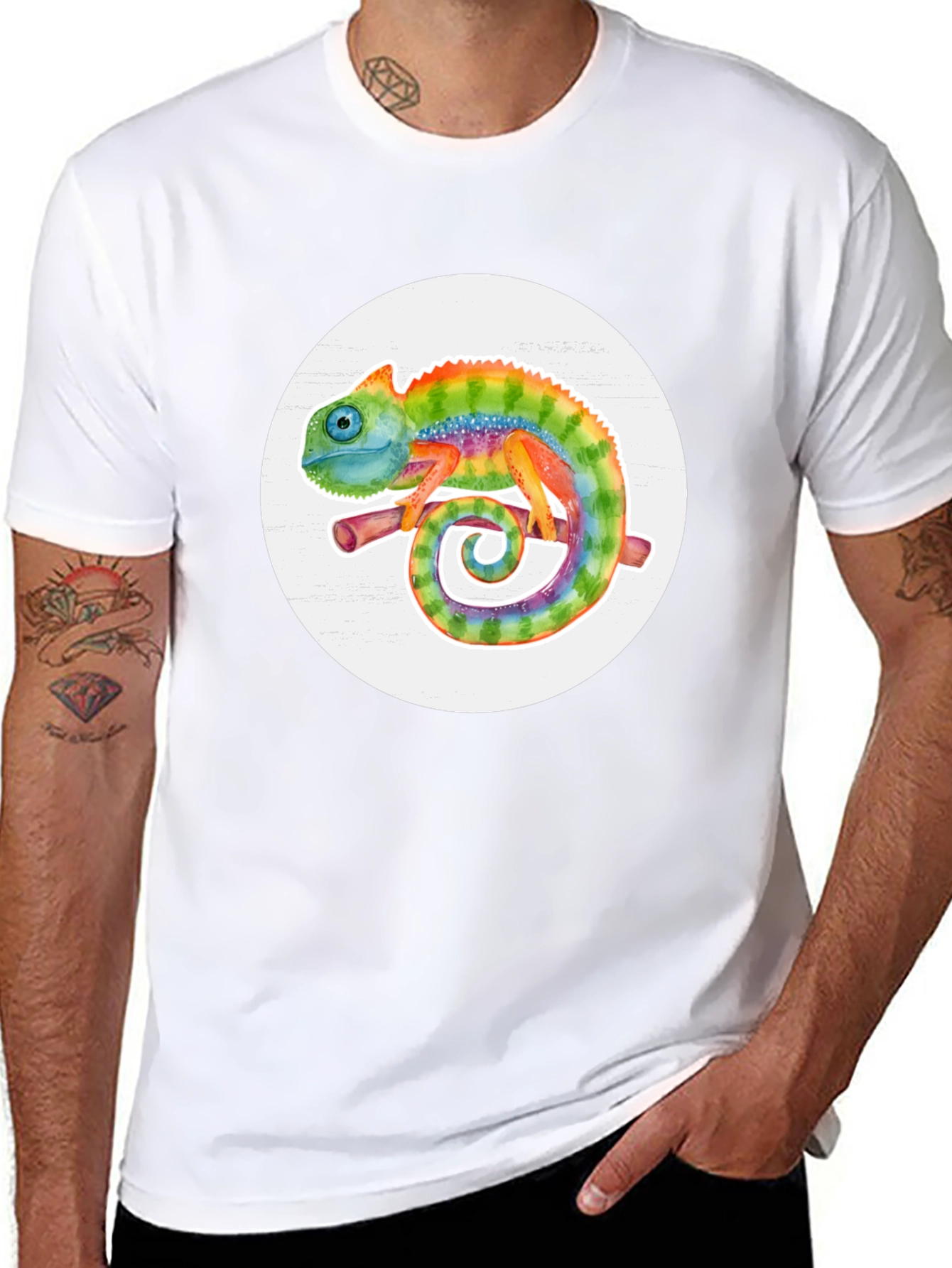Rainbow Chameleon Graphic Tee