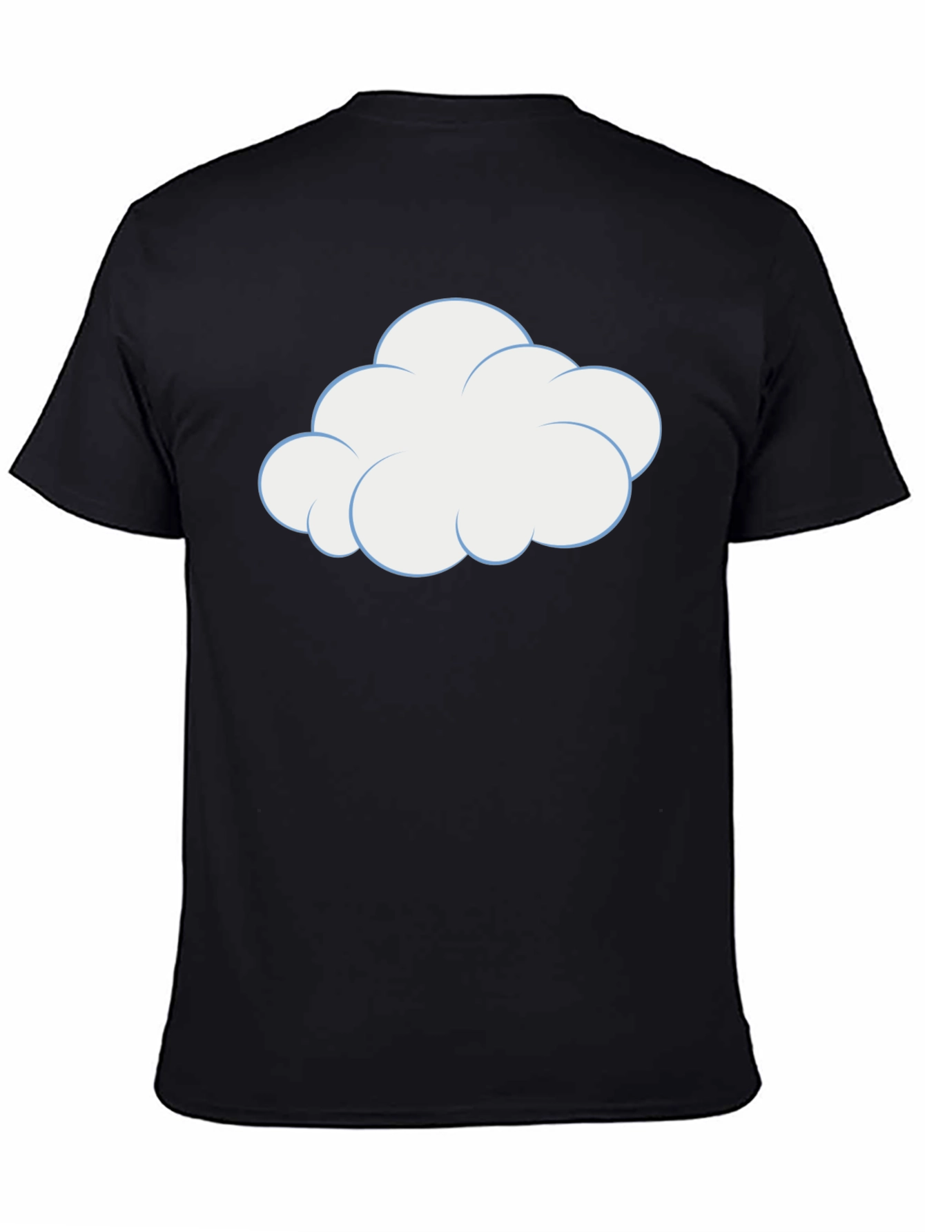 Cartoon Cloud Graphic Tee - Black Cotton T-Shirt