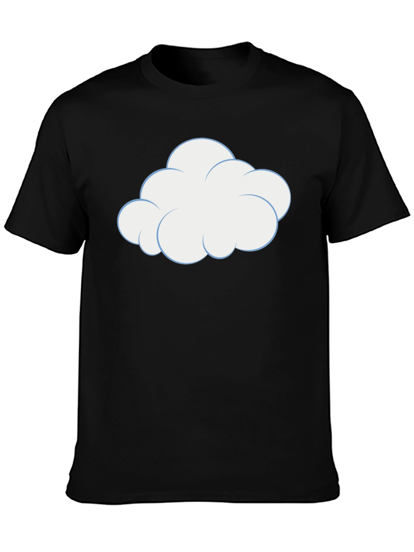 Cartoon Cloud Graphic Tee - Black Cotton T-Shirt