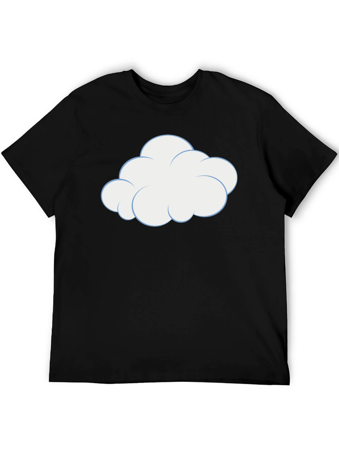 Cartoon Cloud Graphic Tee - Black Cotton T-Shirt