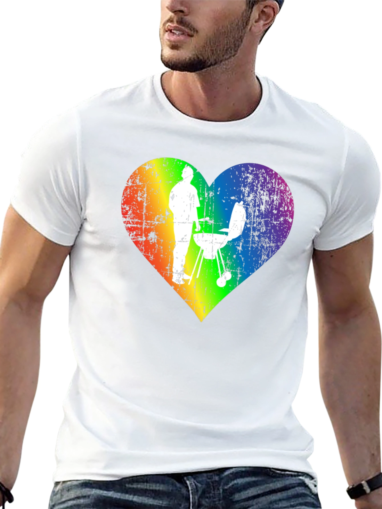 Rainbow Heart BBQ Grill Master T-Shirt